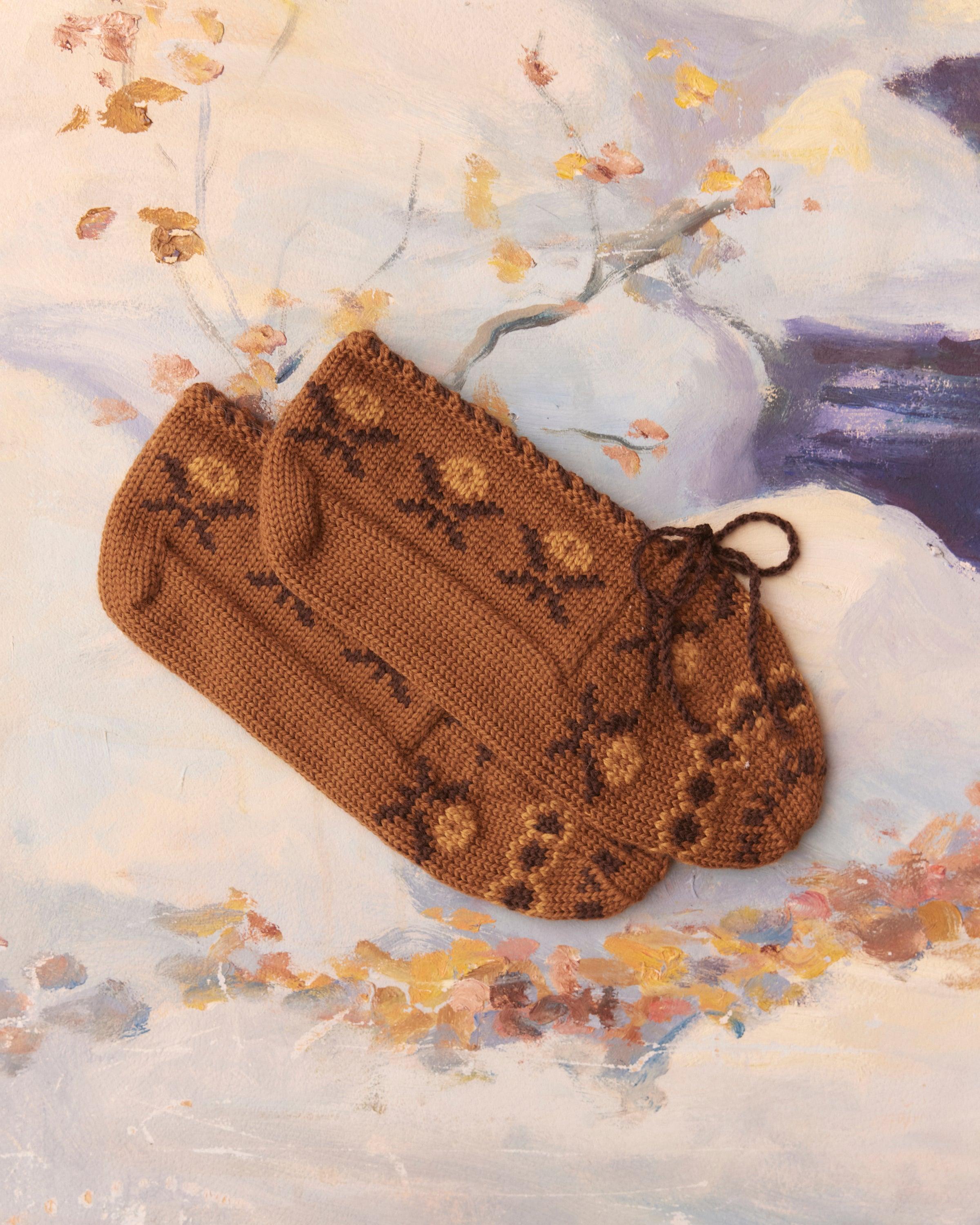 Knit Jacquard Slippers - Brown