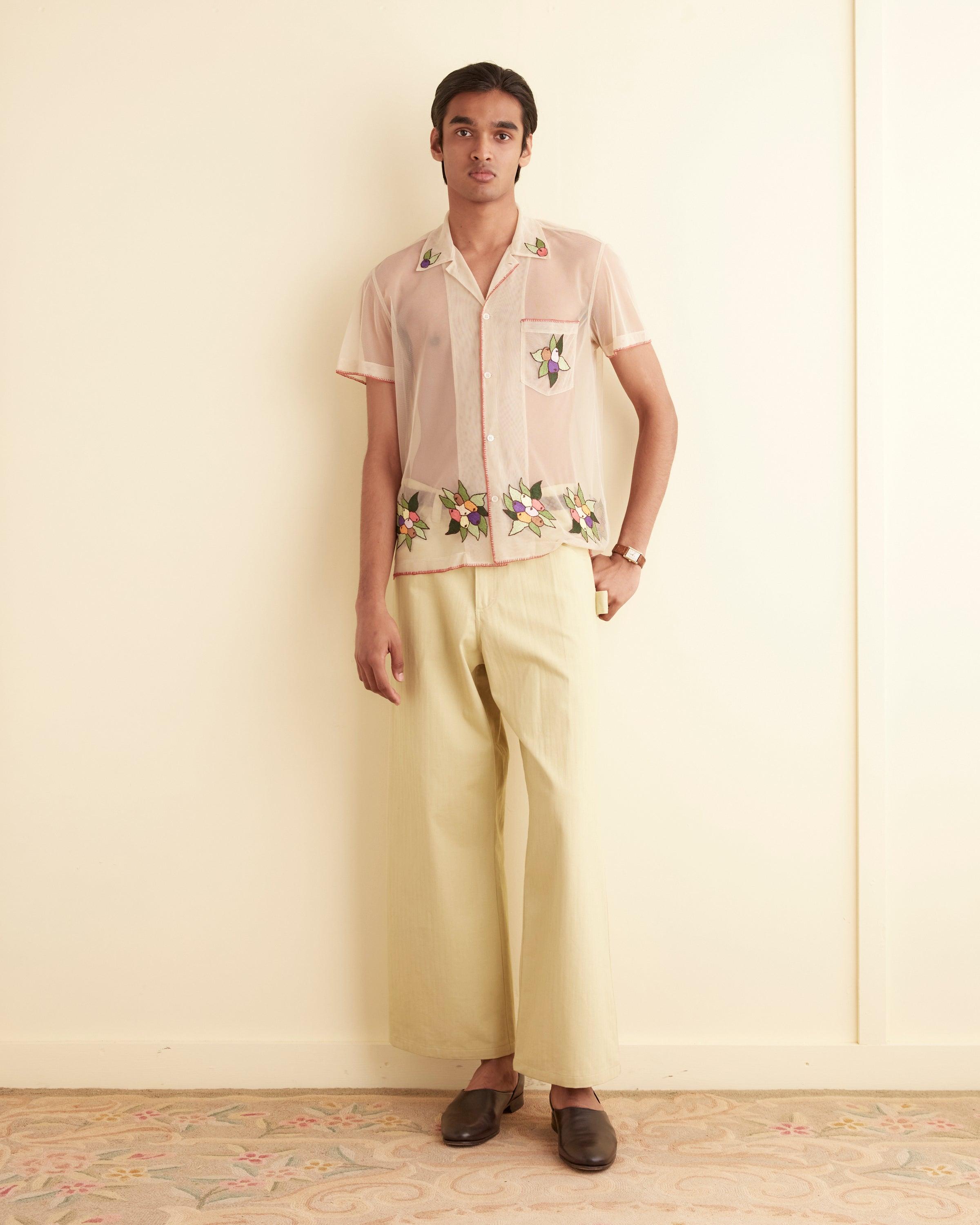 Embroidered Suncherry Short Sleeve Shirt