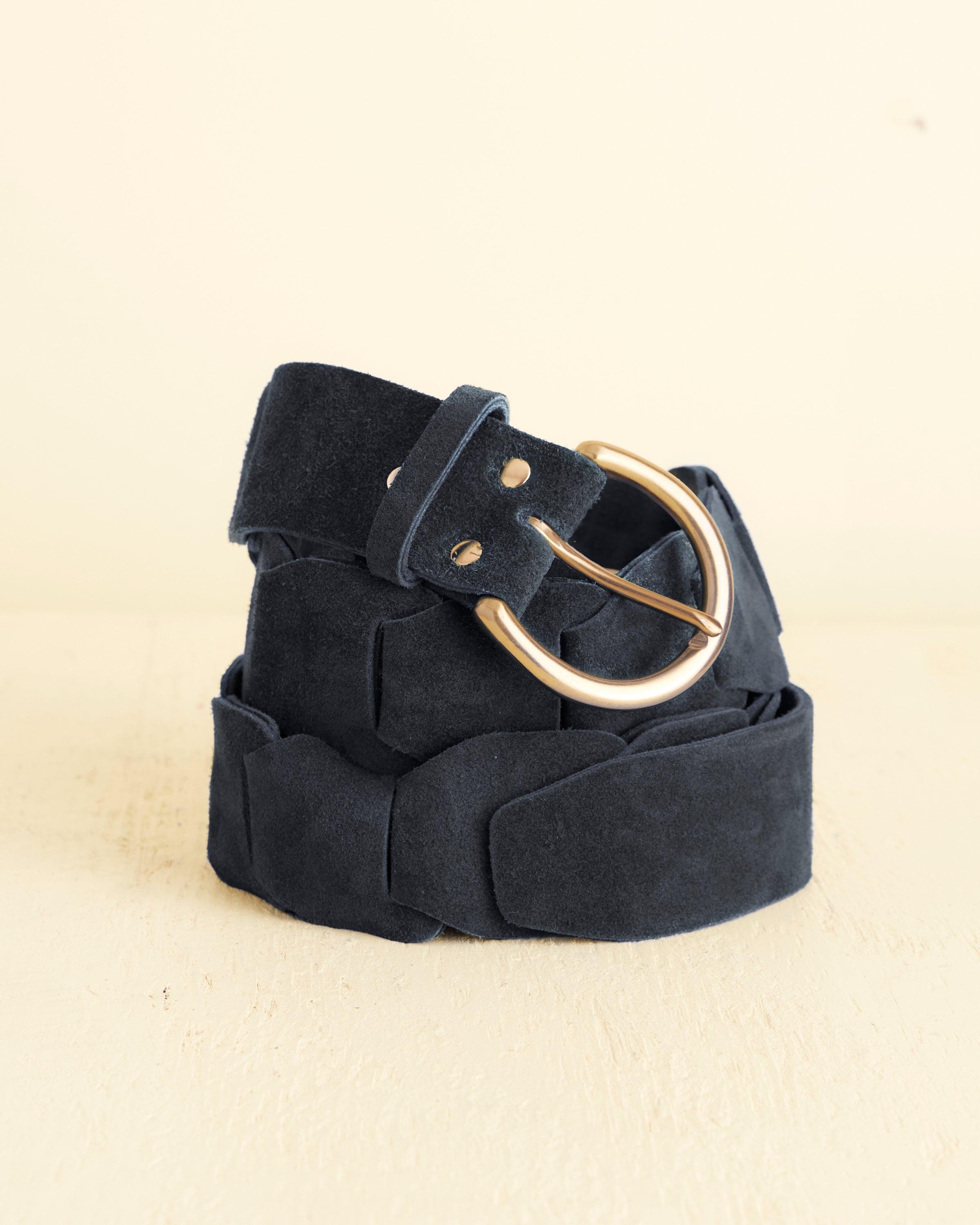 Suede Link Belt - Navy