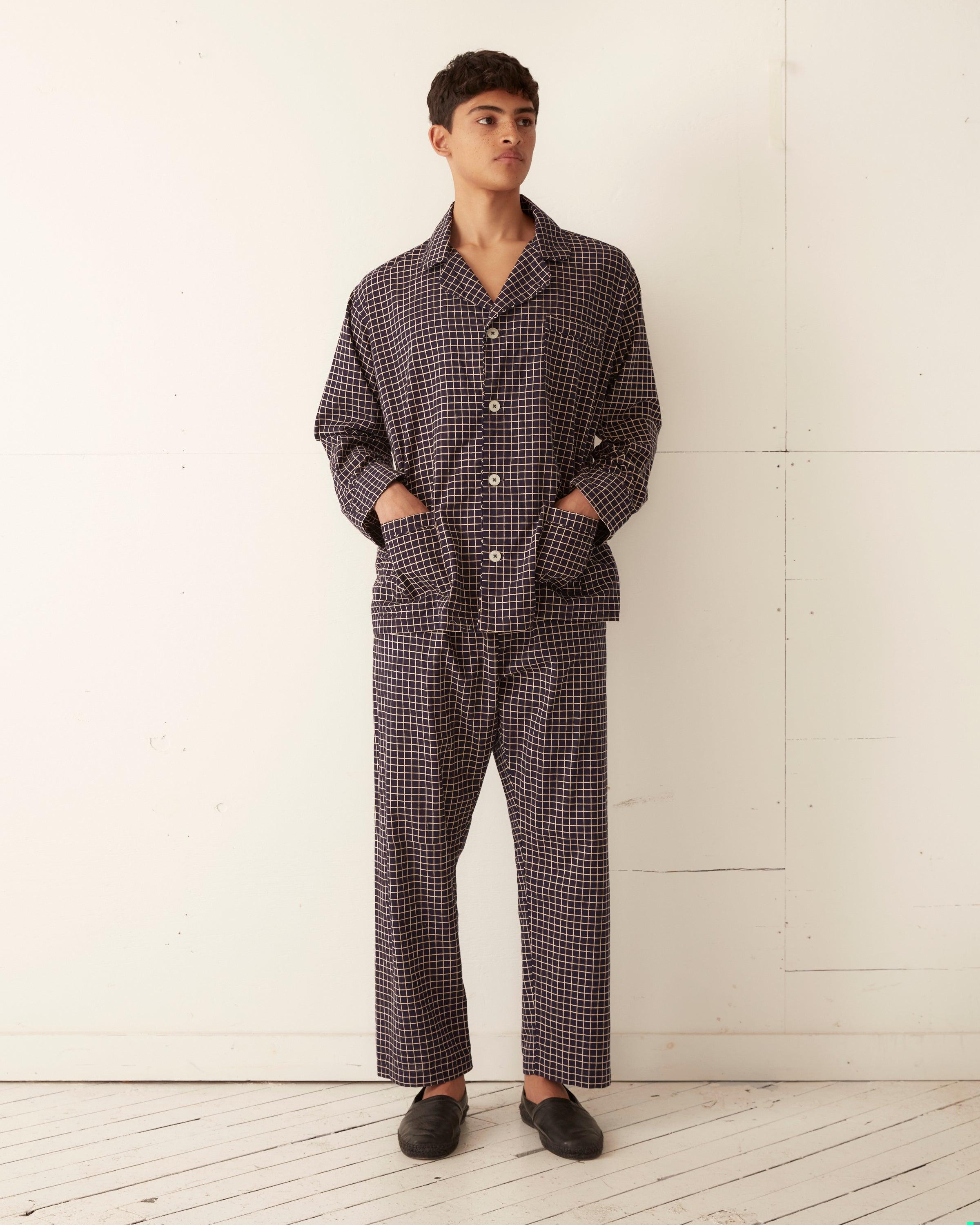 Midnight Grid Pajama Shirt