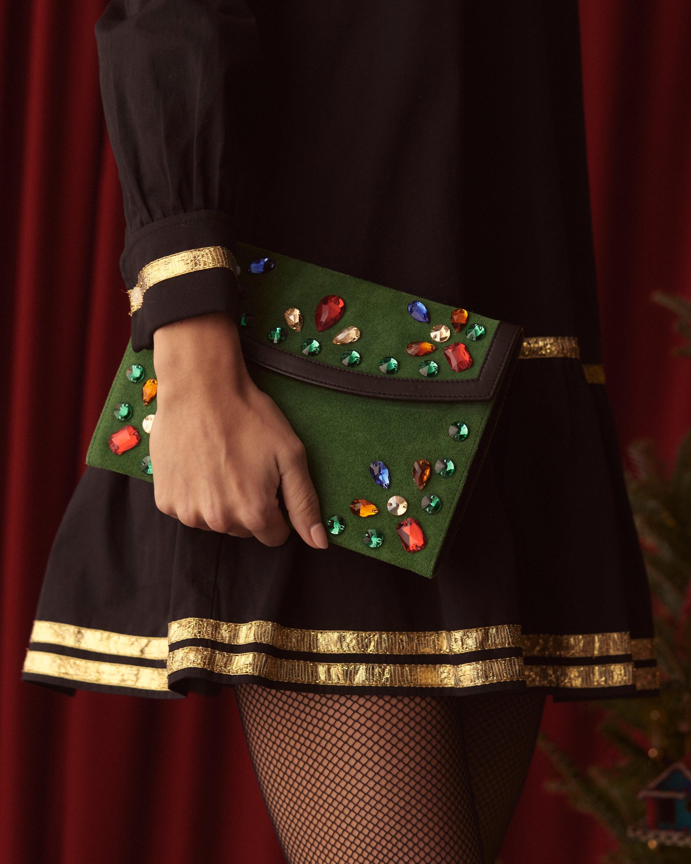 Gem Venue Clutch - Green/Black