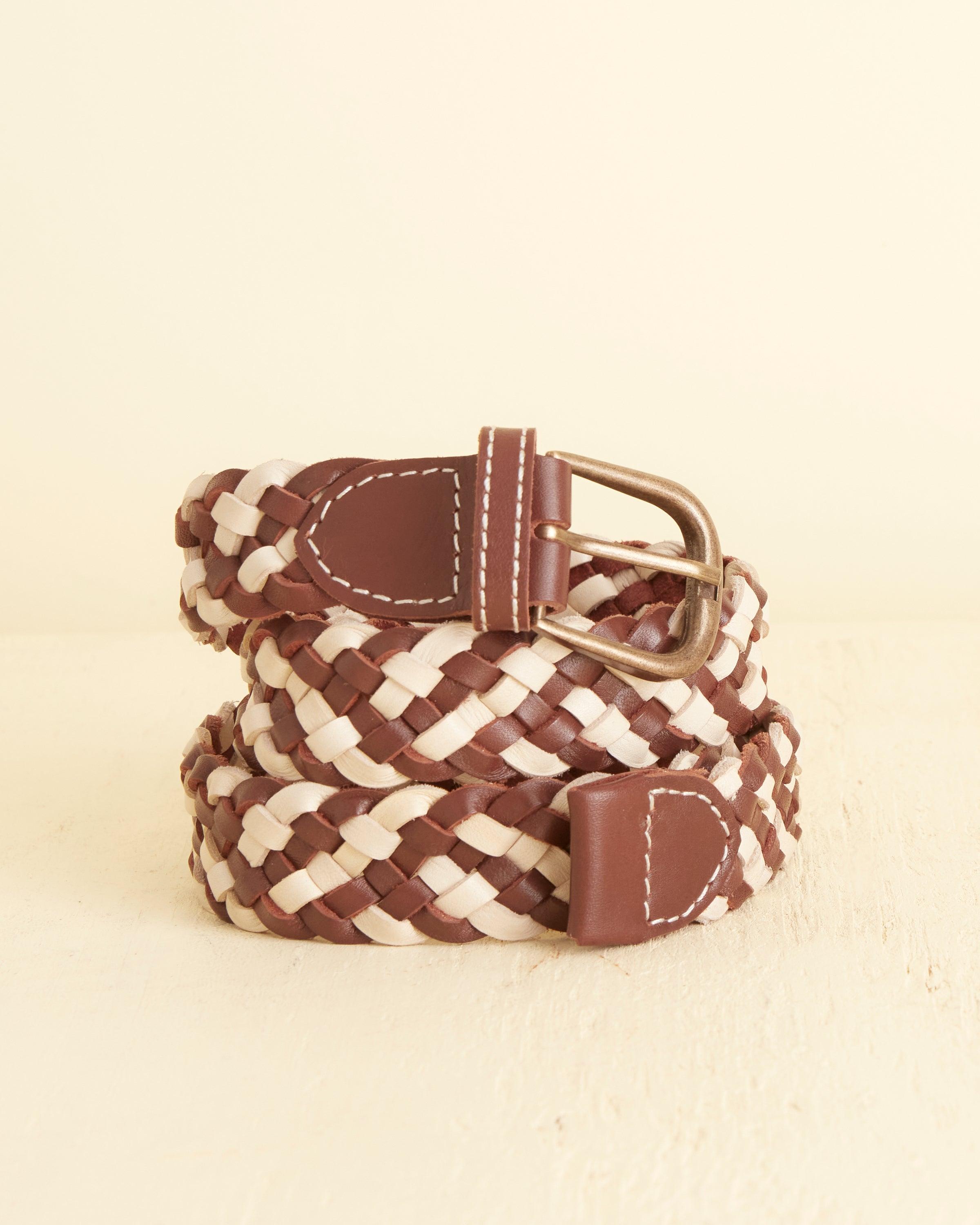 Woven Belt - Brown/White