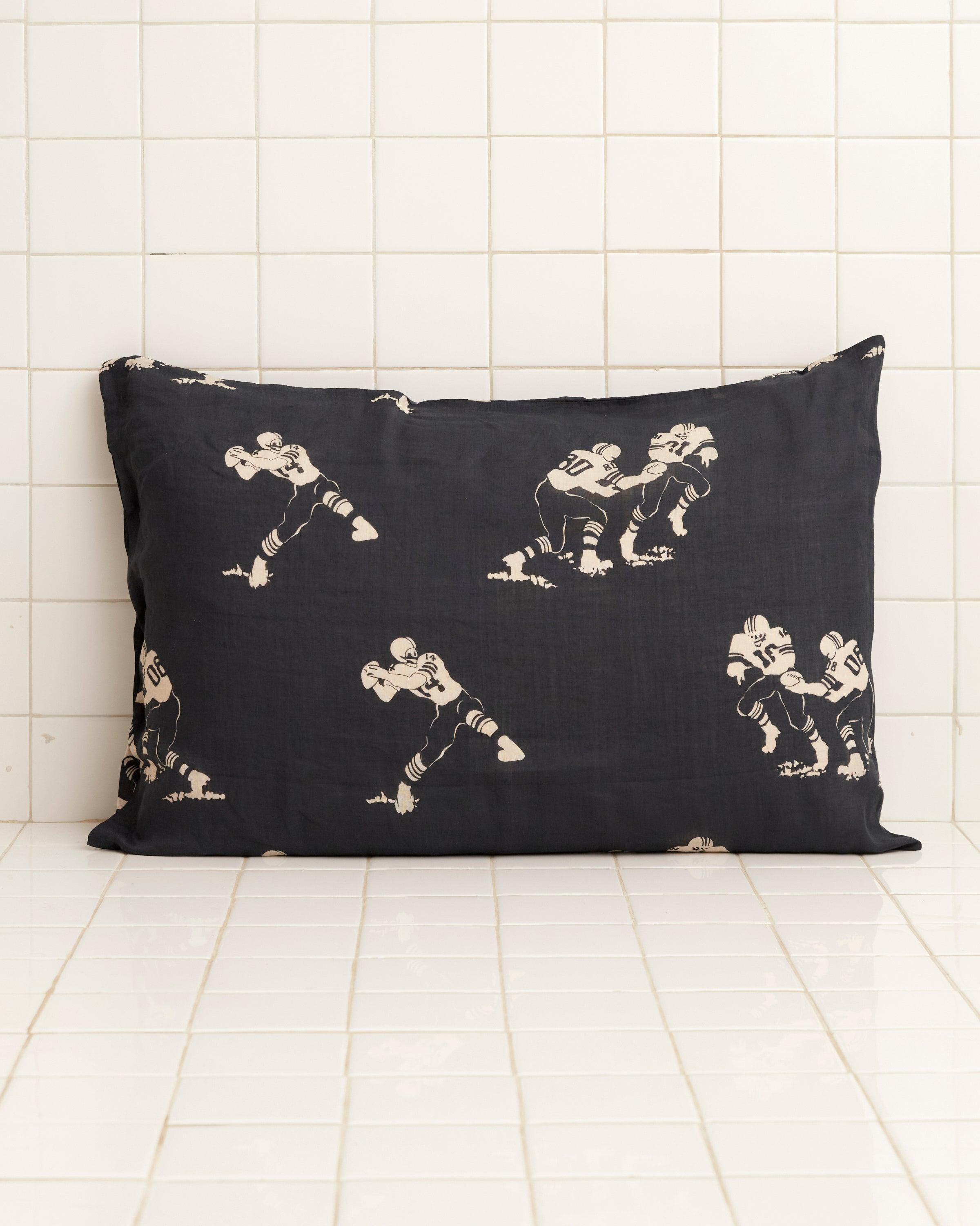 Football Silhouette Pillowcases - Black/Cream