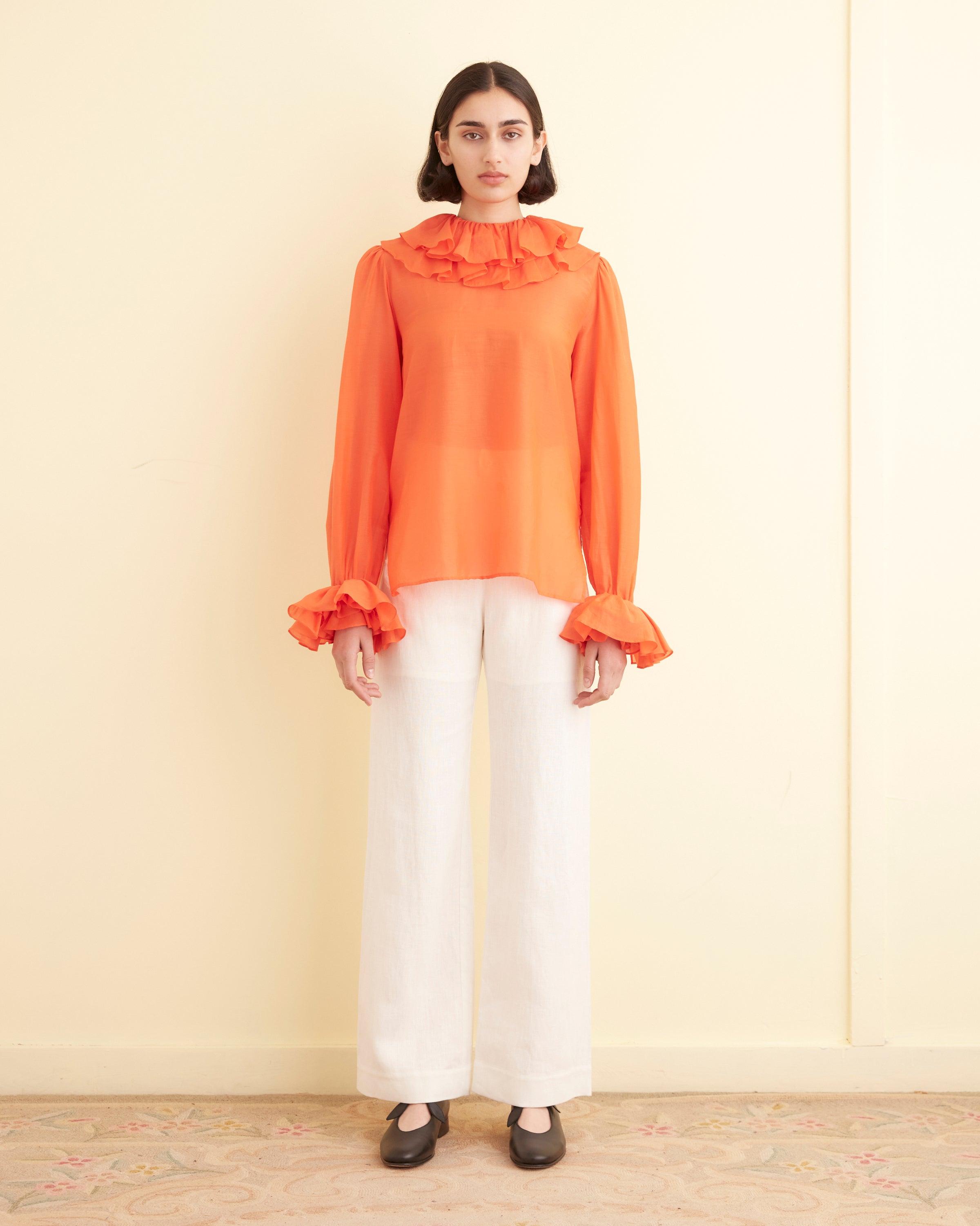 Boo Ruffle Blouse - Orange