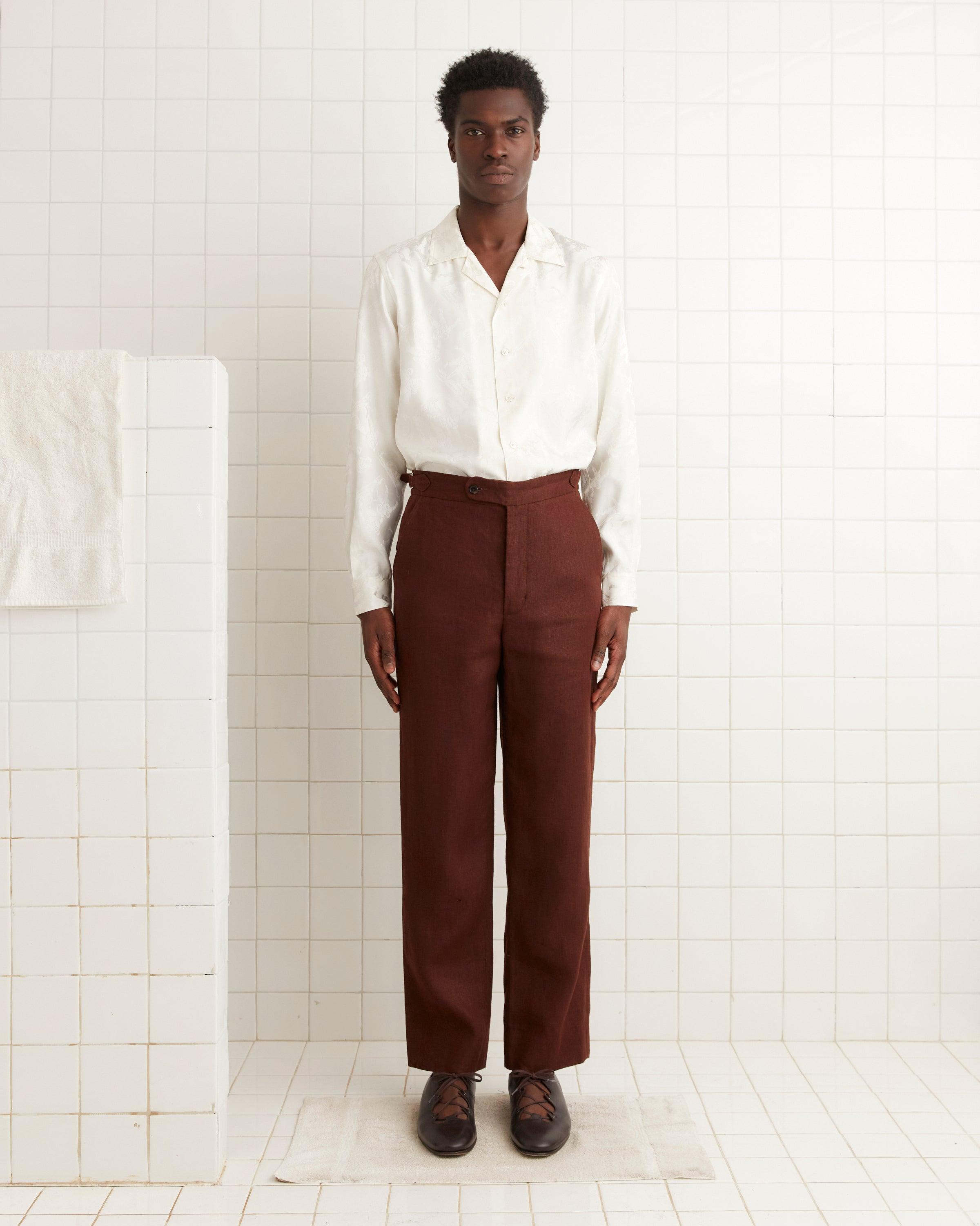 Linen Suiting Trousers - Chocolate