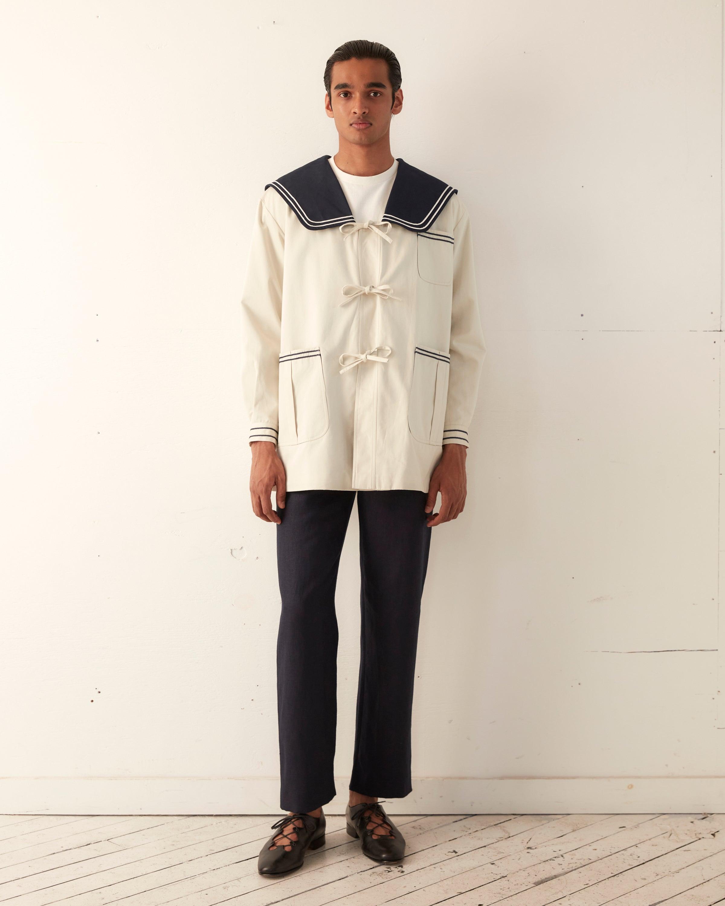 Sailor Coat - Cream Navy