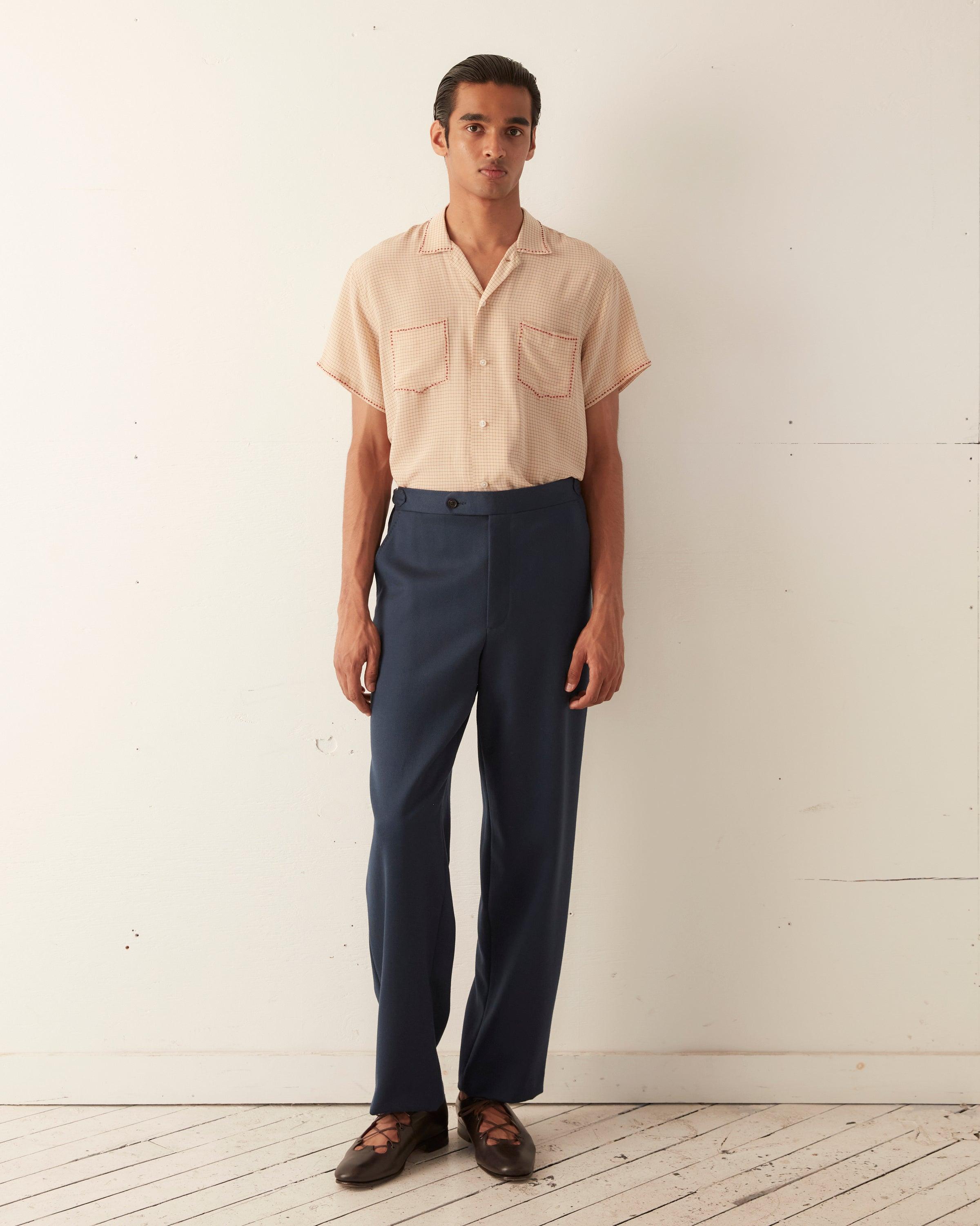 Twill Side Buckle Trousers - Petrol