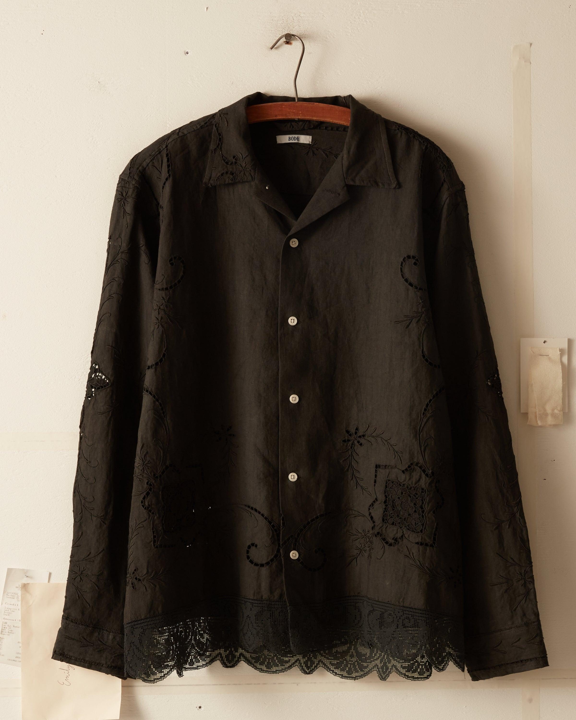 Overdyed Lace Cutwork Long Sleeve Shirt