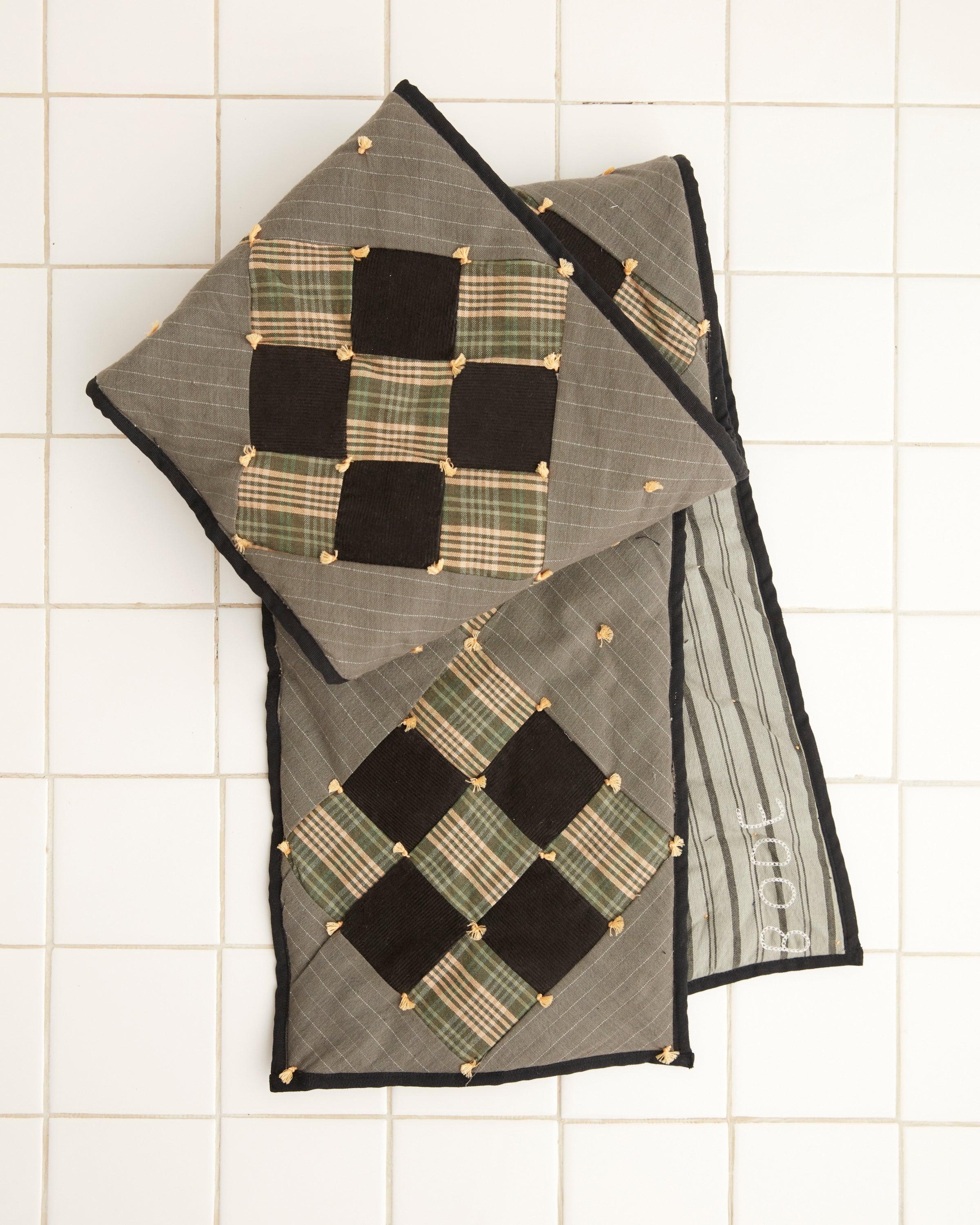 Corduroy Nine Patch Quilt Scarf