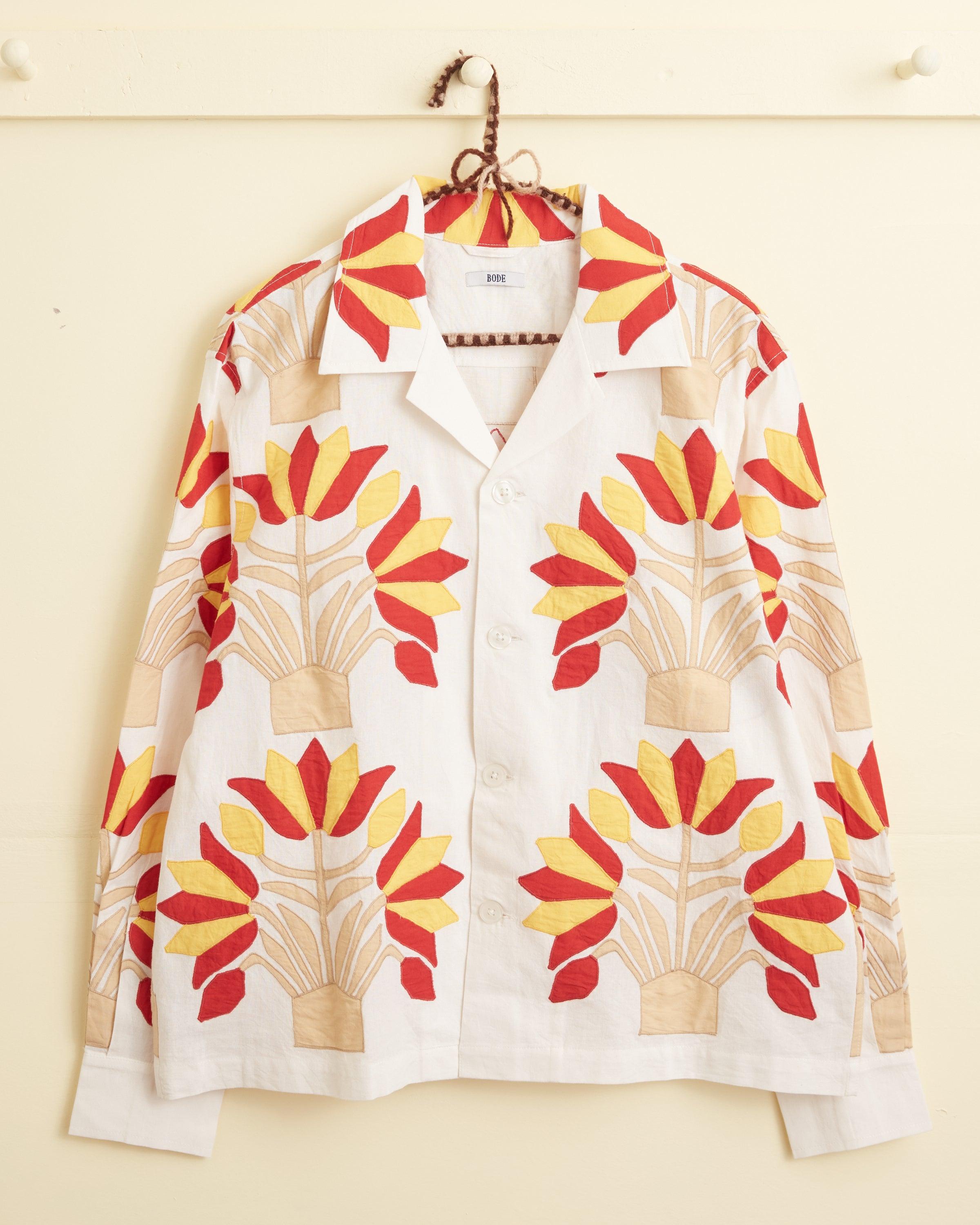 Foliage Appliqué Long Sleeve Shirt