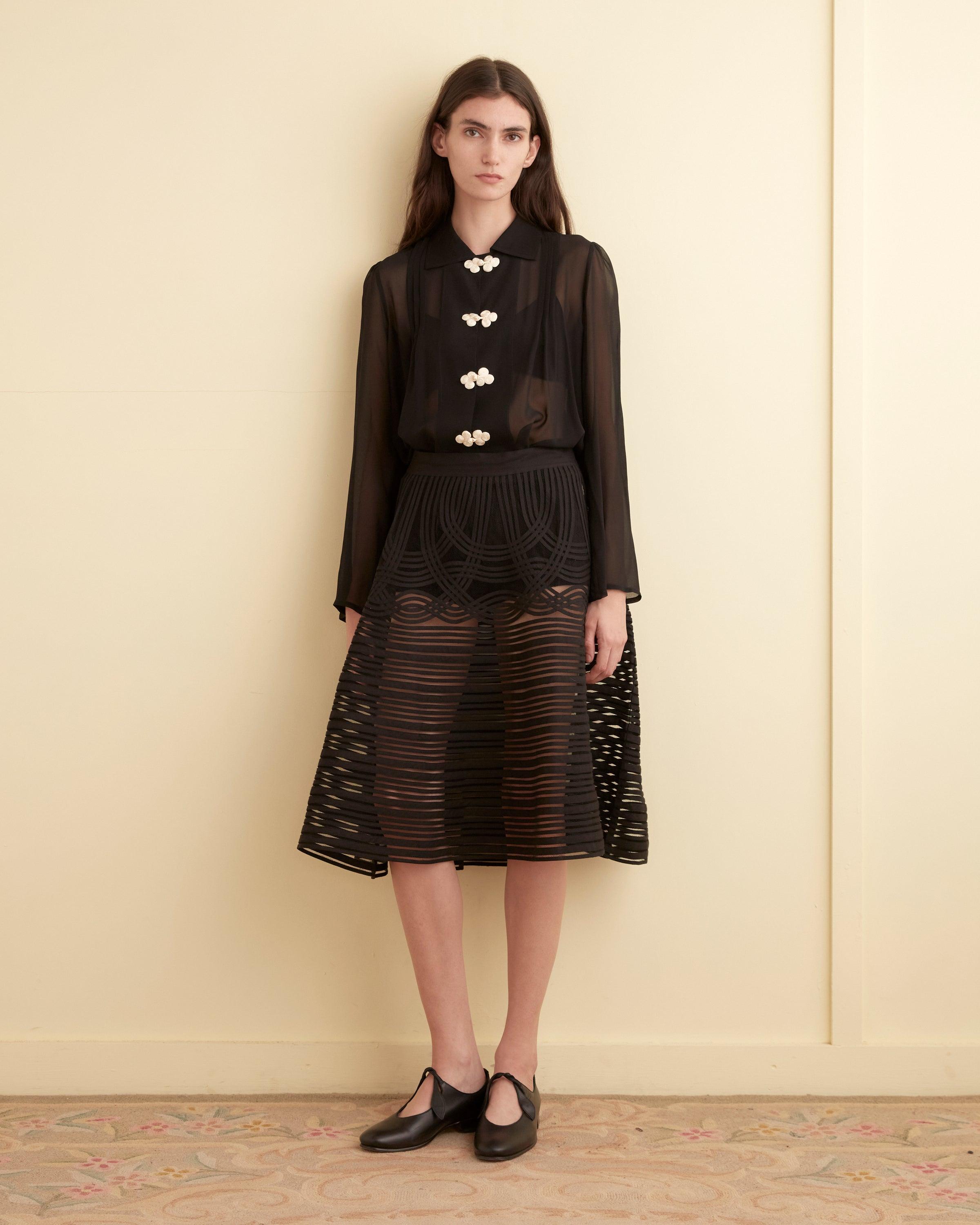 Sheer Trellis Skirt - Black