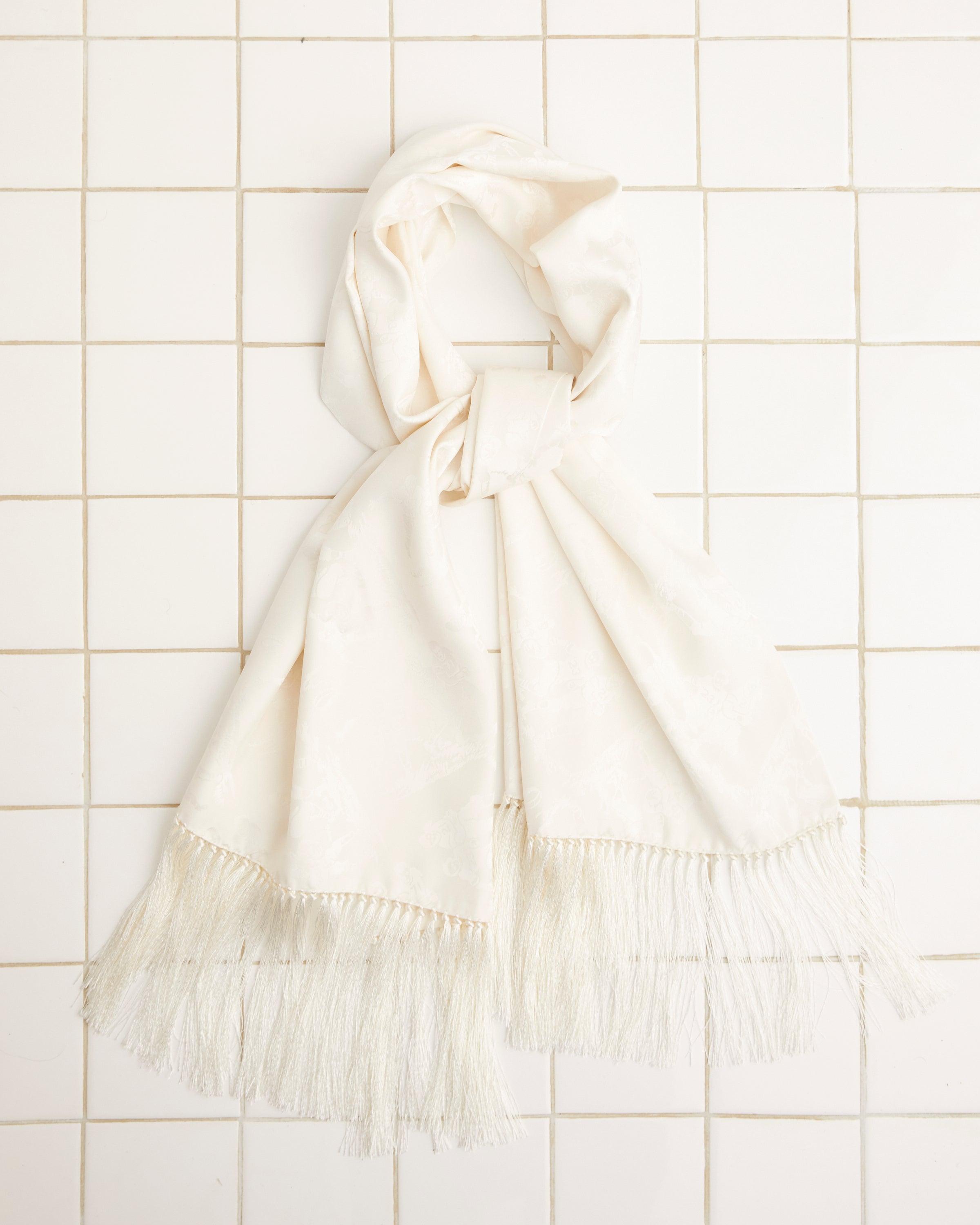 Football Jacquard Scarf - Cream