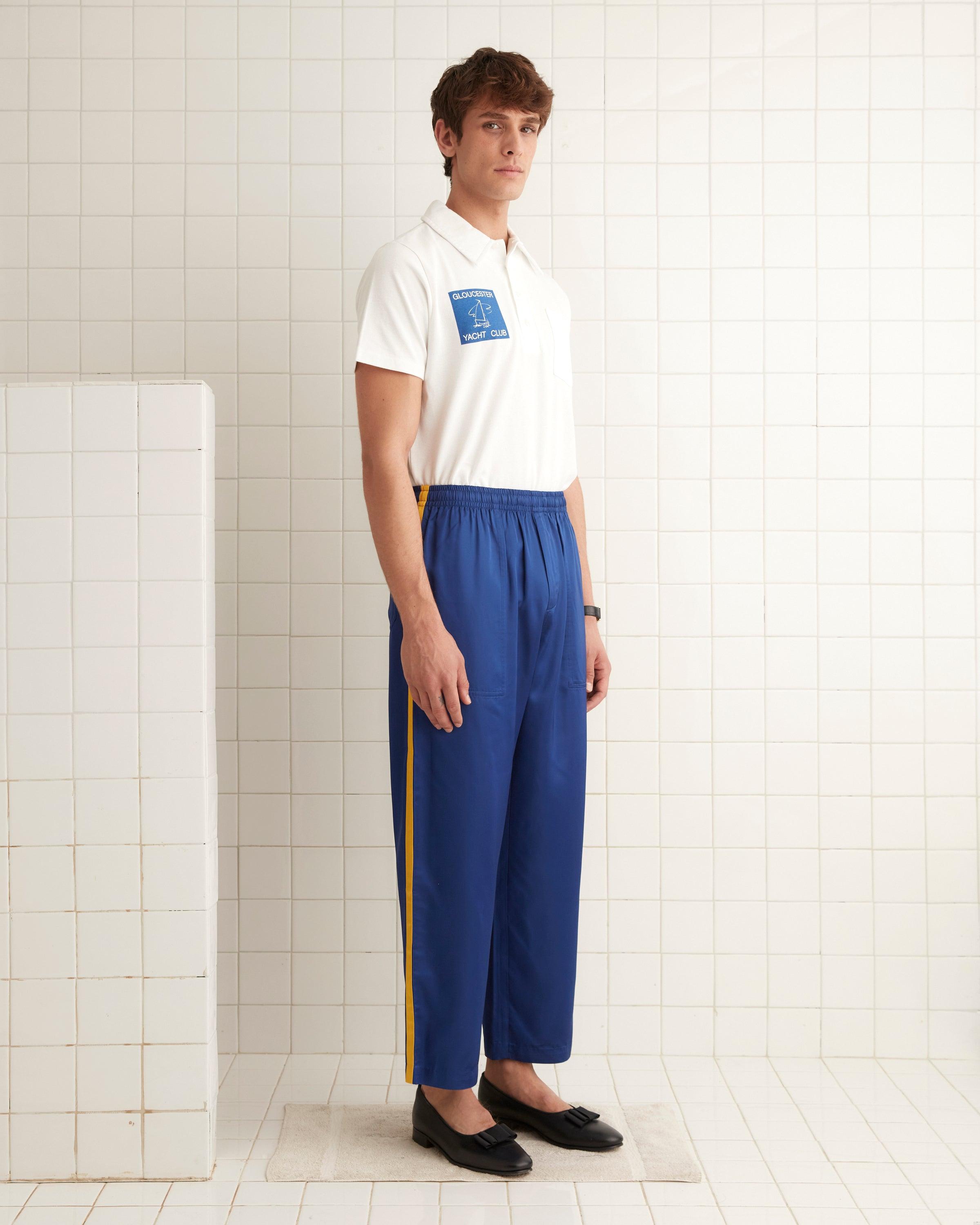 Satin Track Pants - Blue