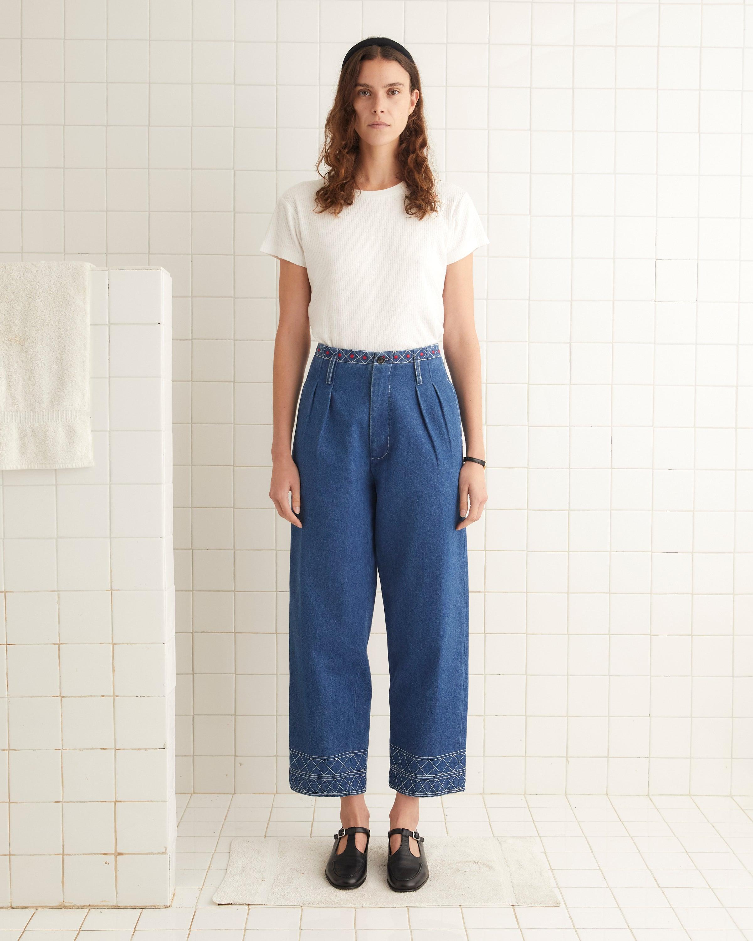 Embroidered Denim Murray Trousers