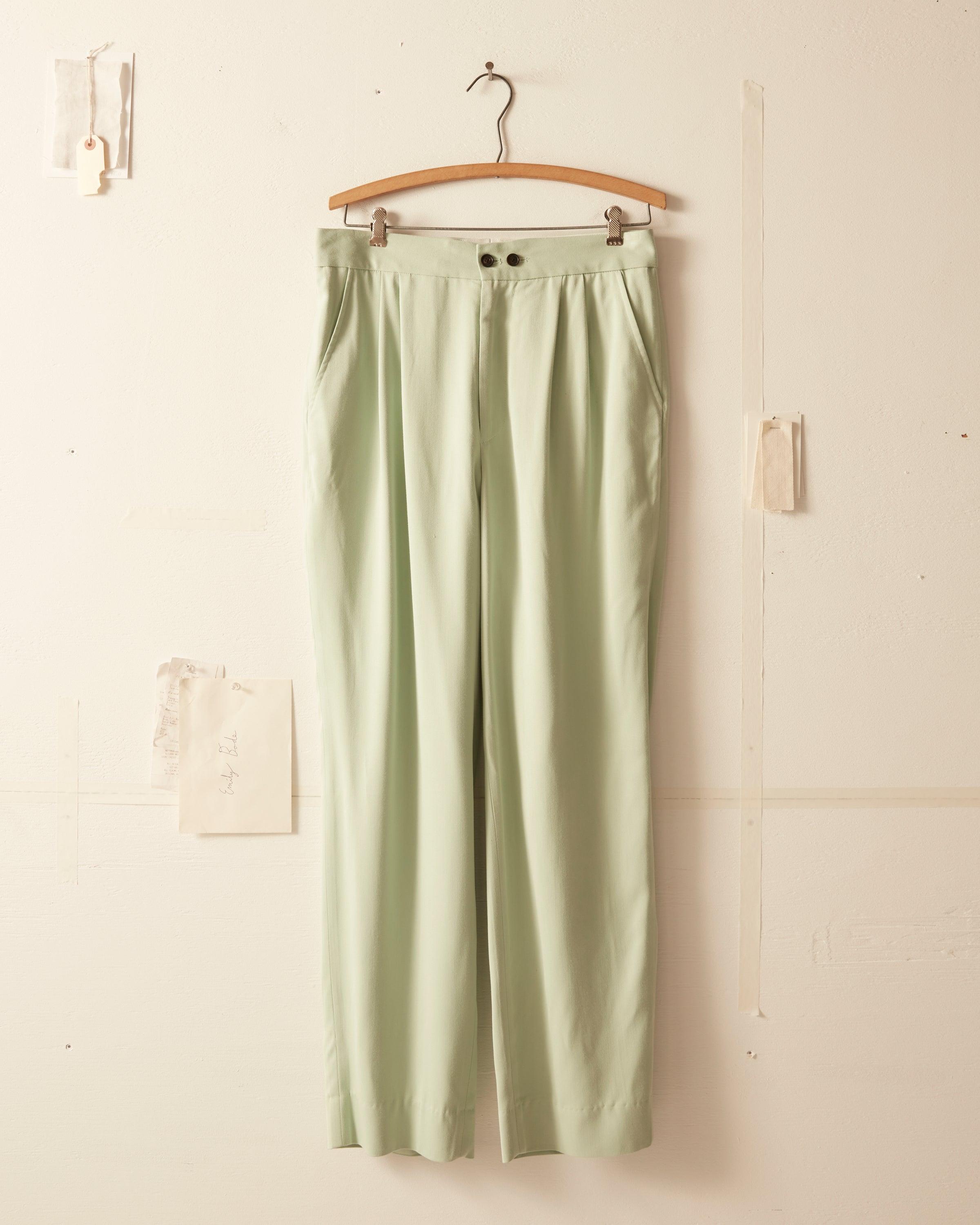 Tropical Wool Double Button Trousers - Mint