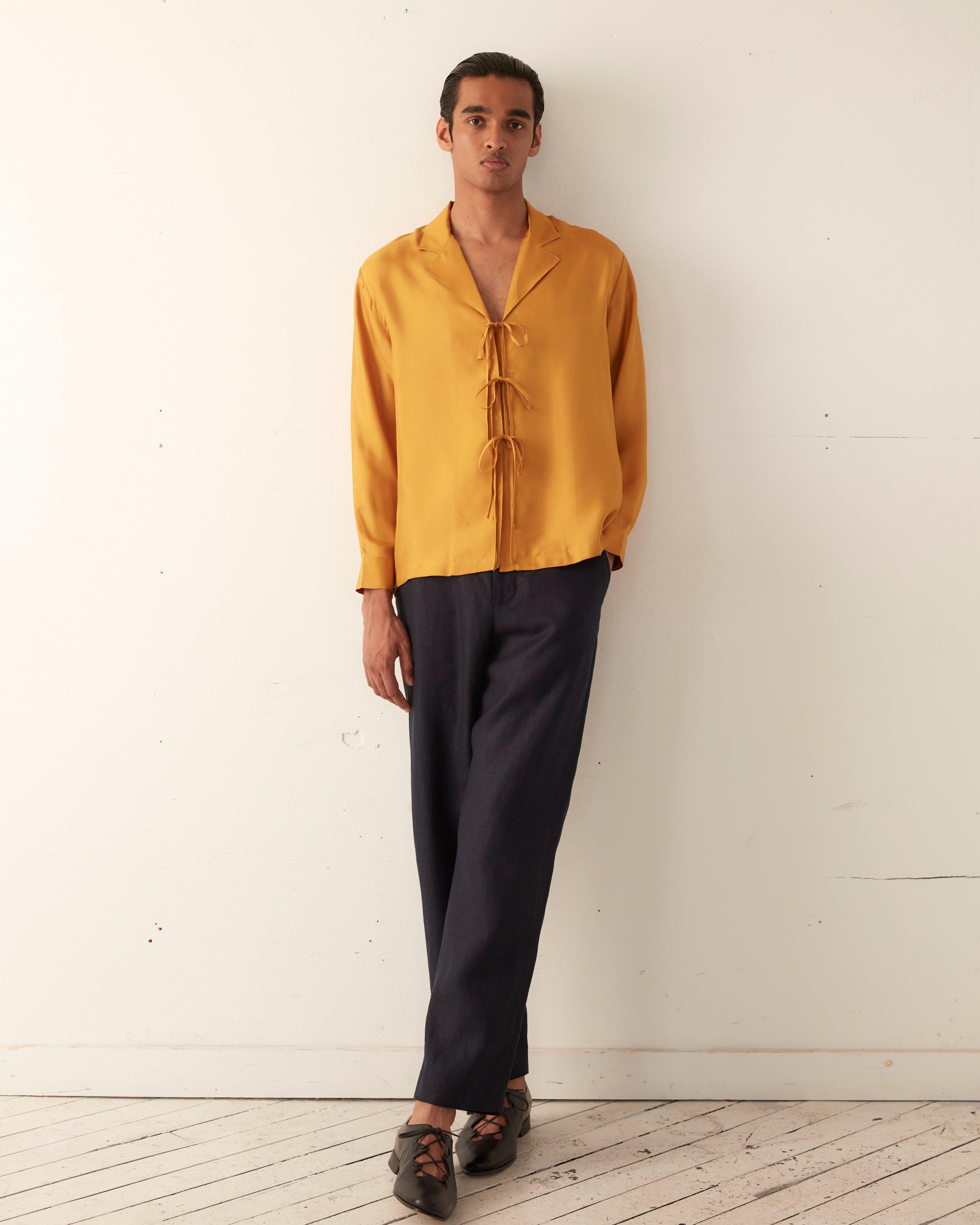 Micro Tie Long Sleeve Shirt - Golden