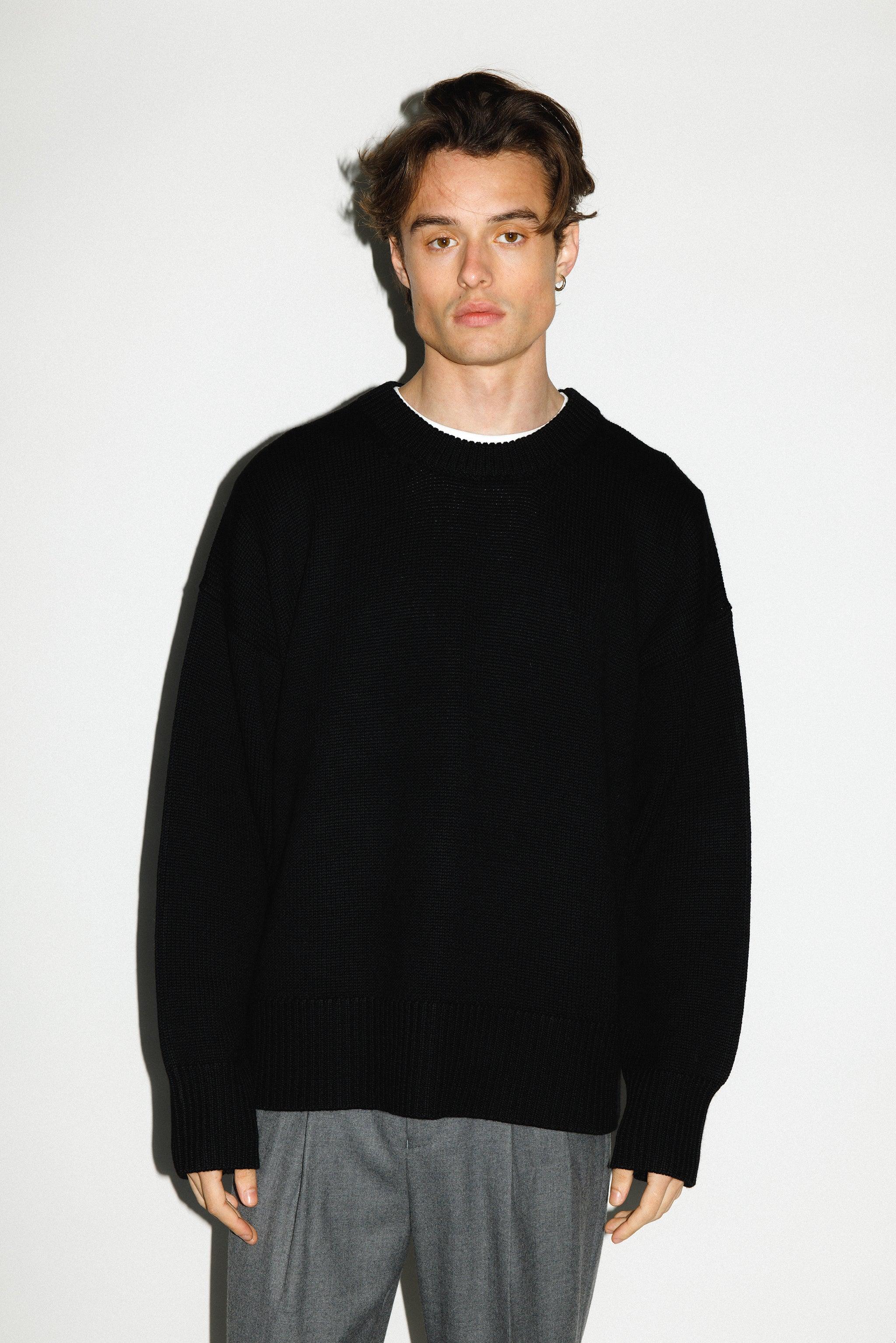 Palos Oversized Crew-Neck Sweater  |  Black