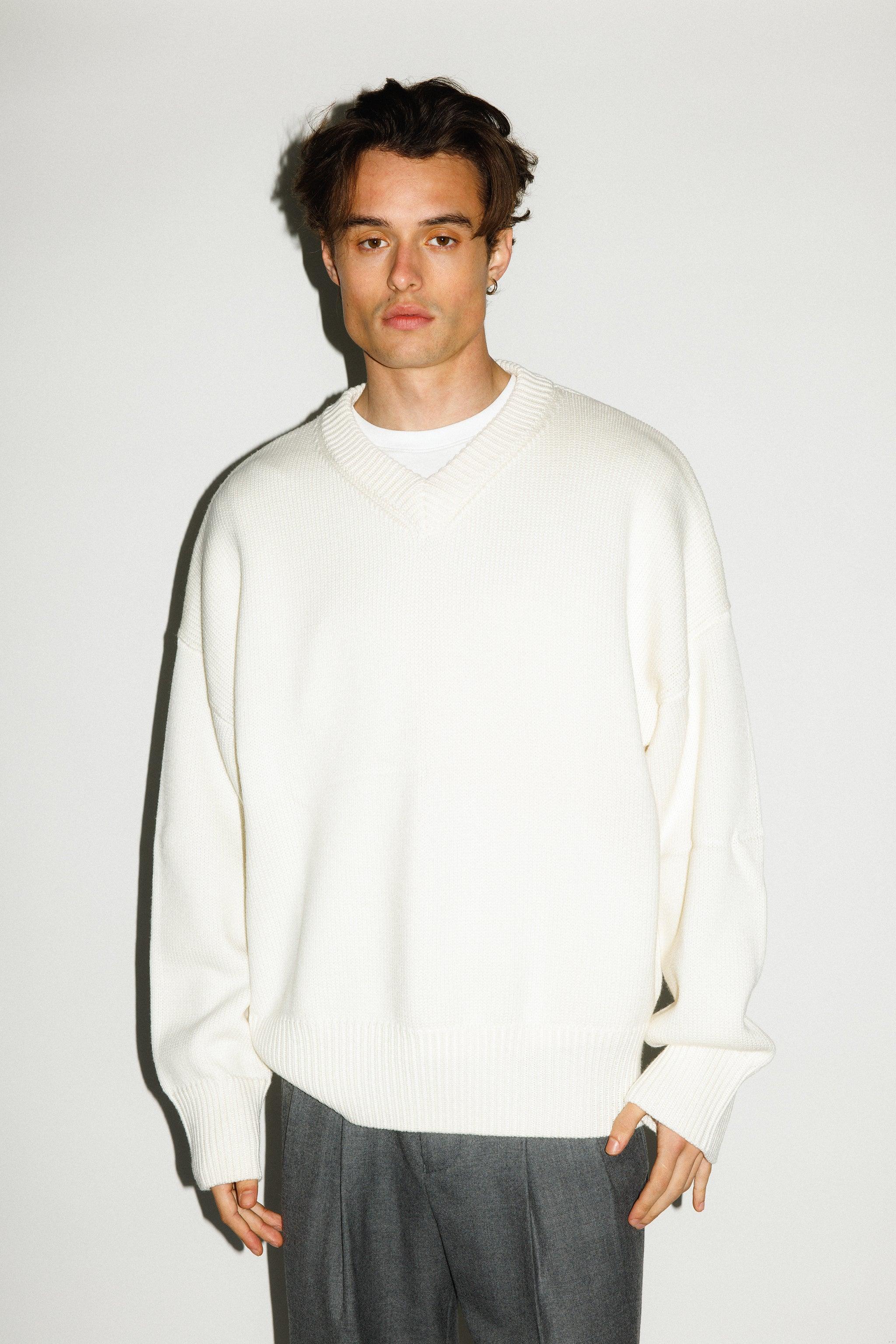 Verdes Oversized V-Neck Sweater  |  Ivory