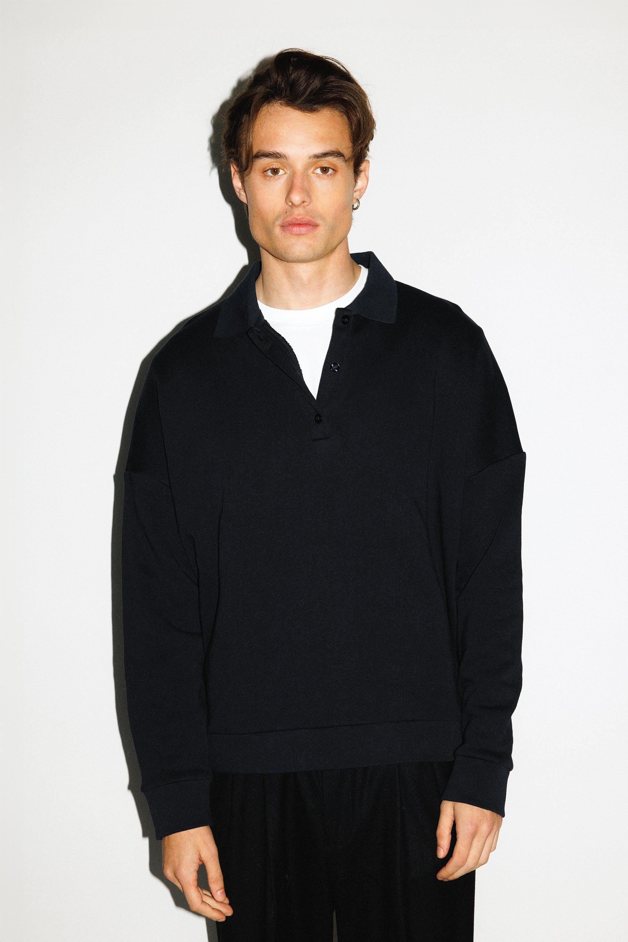 Pacific Oversized Collared Sweatshirt  |  Black