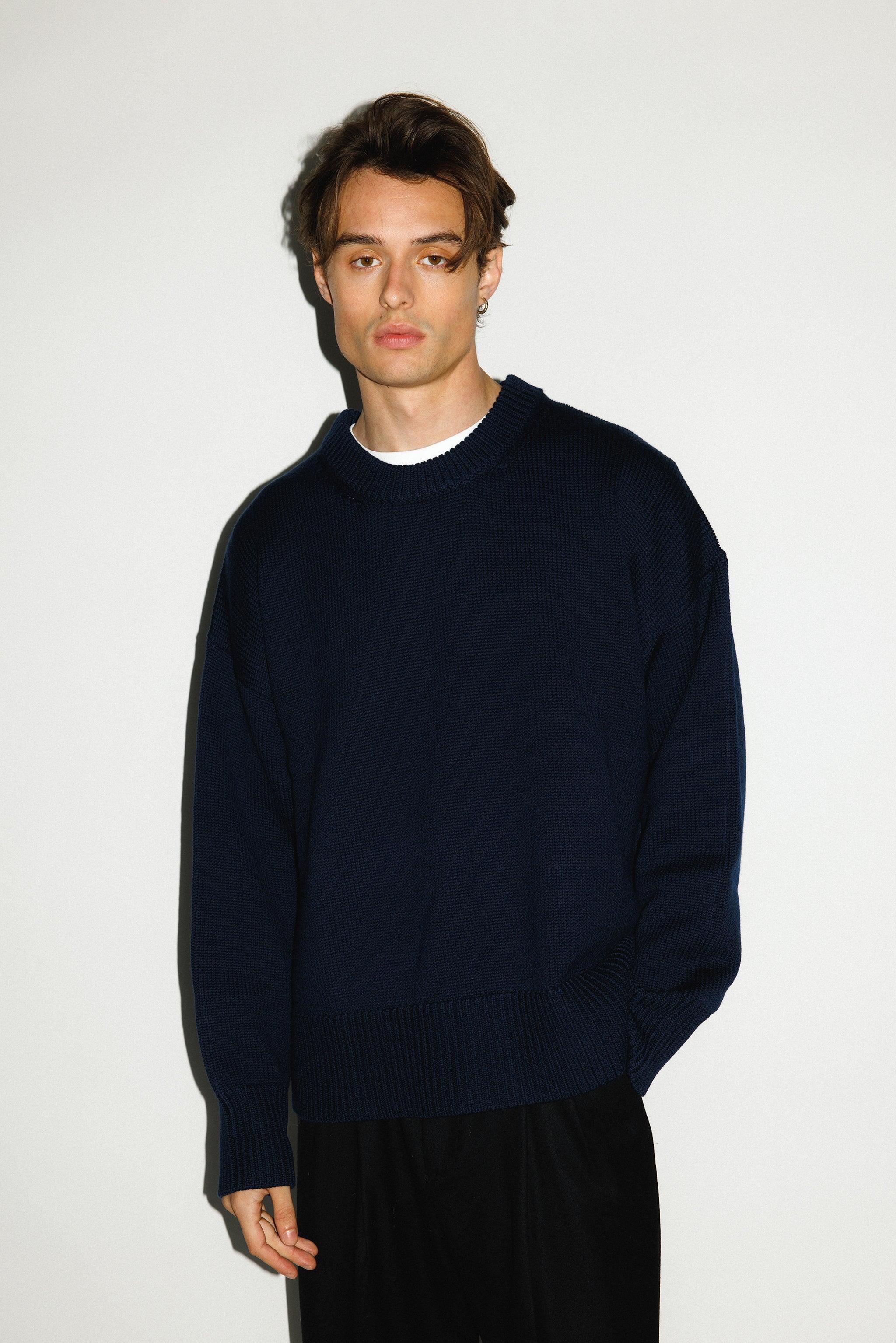 Palos Oversized Crew-Neck Sweater  |  Navy