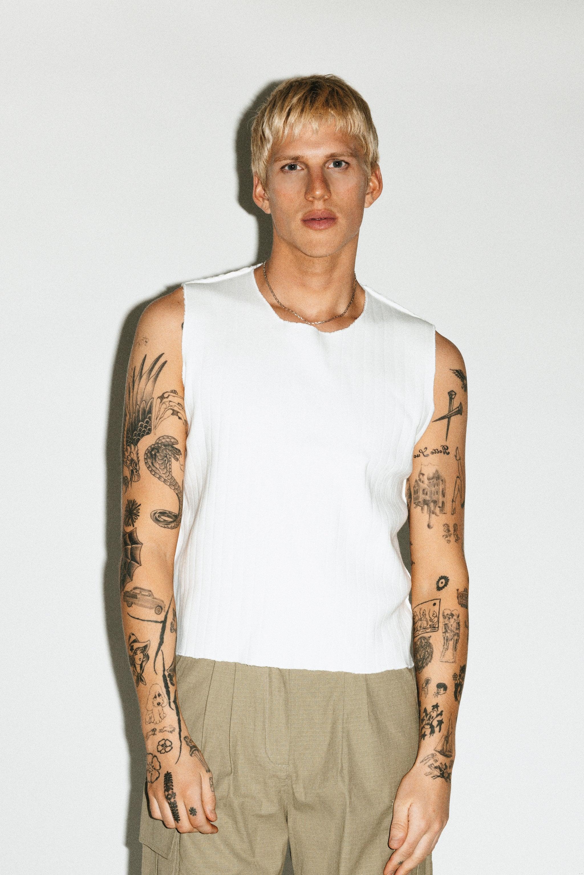 Camden Raw-Edge Muscle Tank  |  Off-White