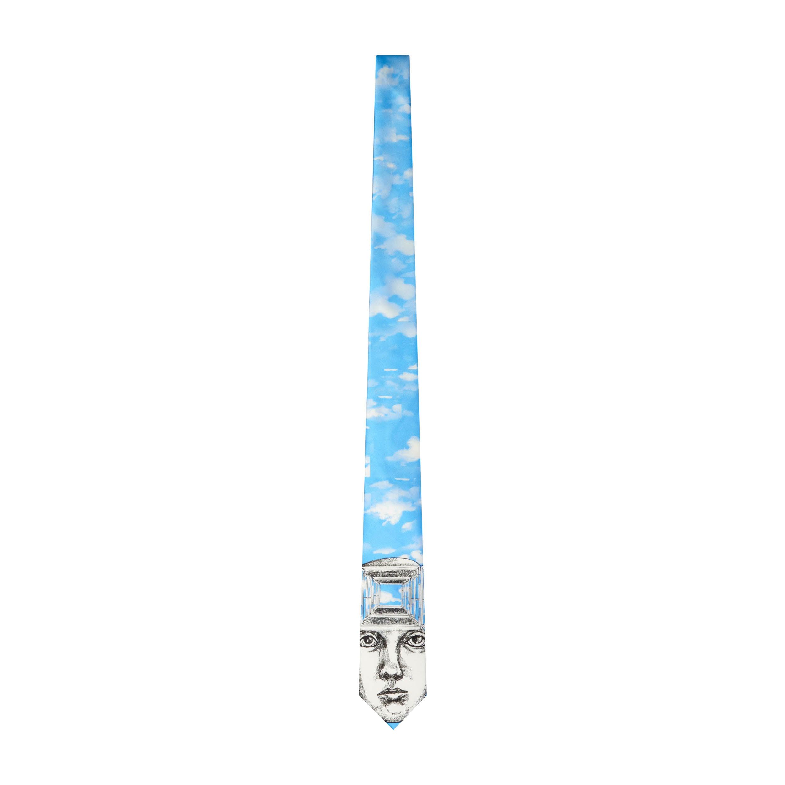 Illusion Printed Silk Tie [Blue]