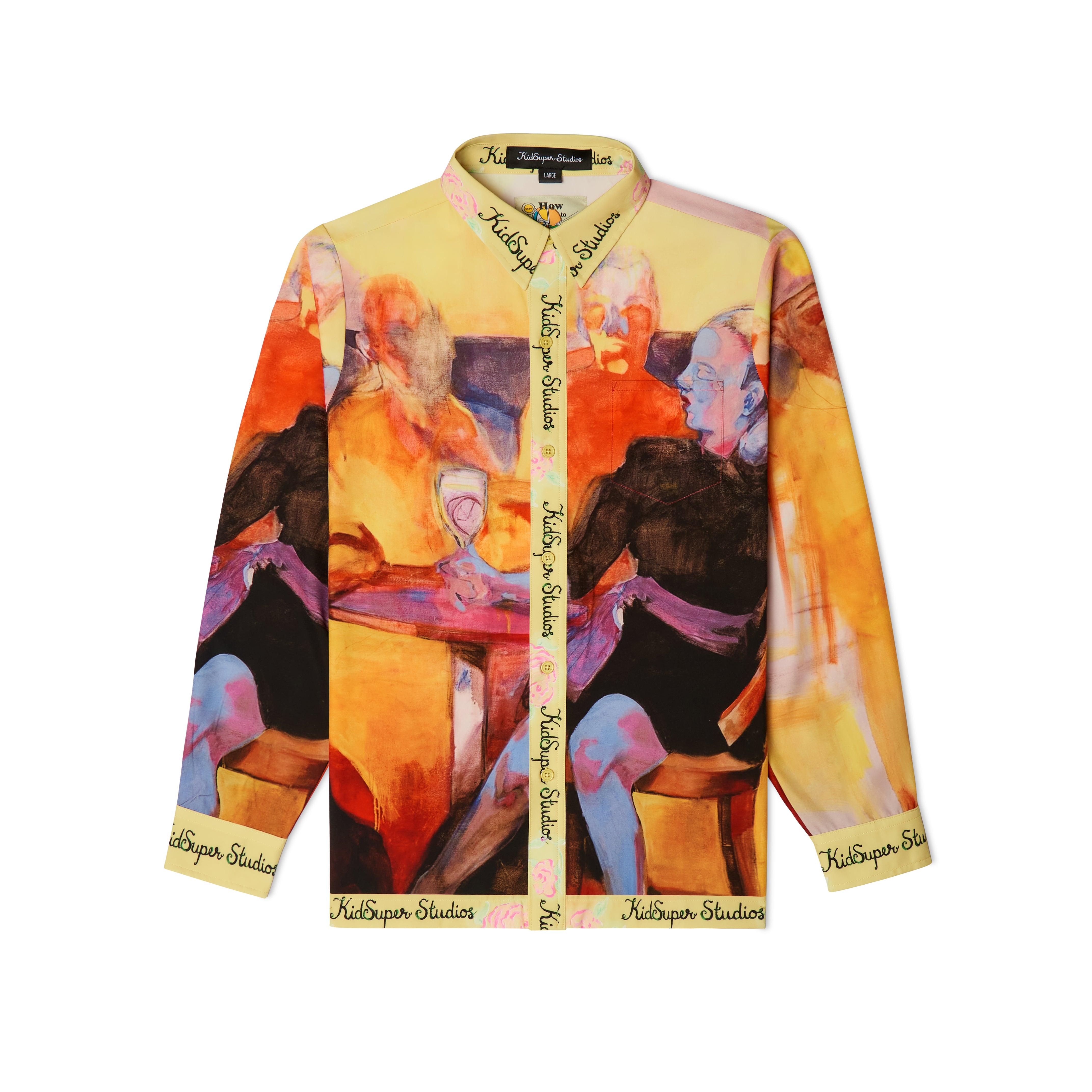 Printed Satin Shirt [Yellow]