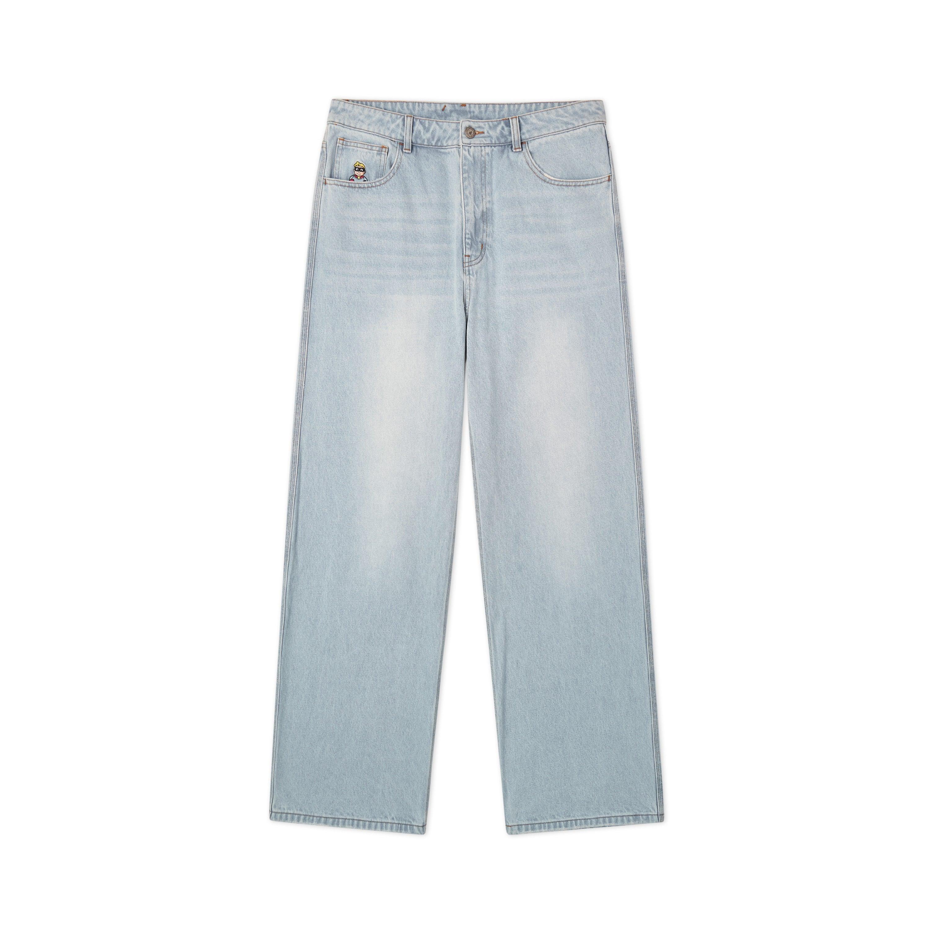 Light Wash Denim Wide Leg Jeans [Blue]