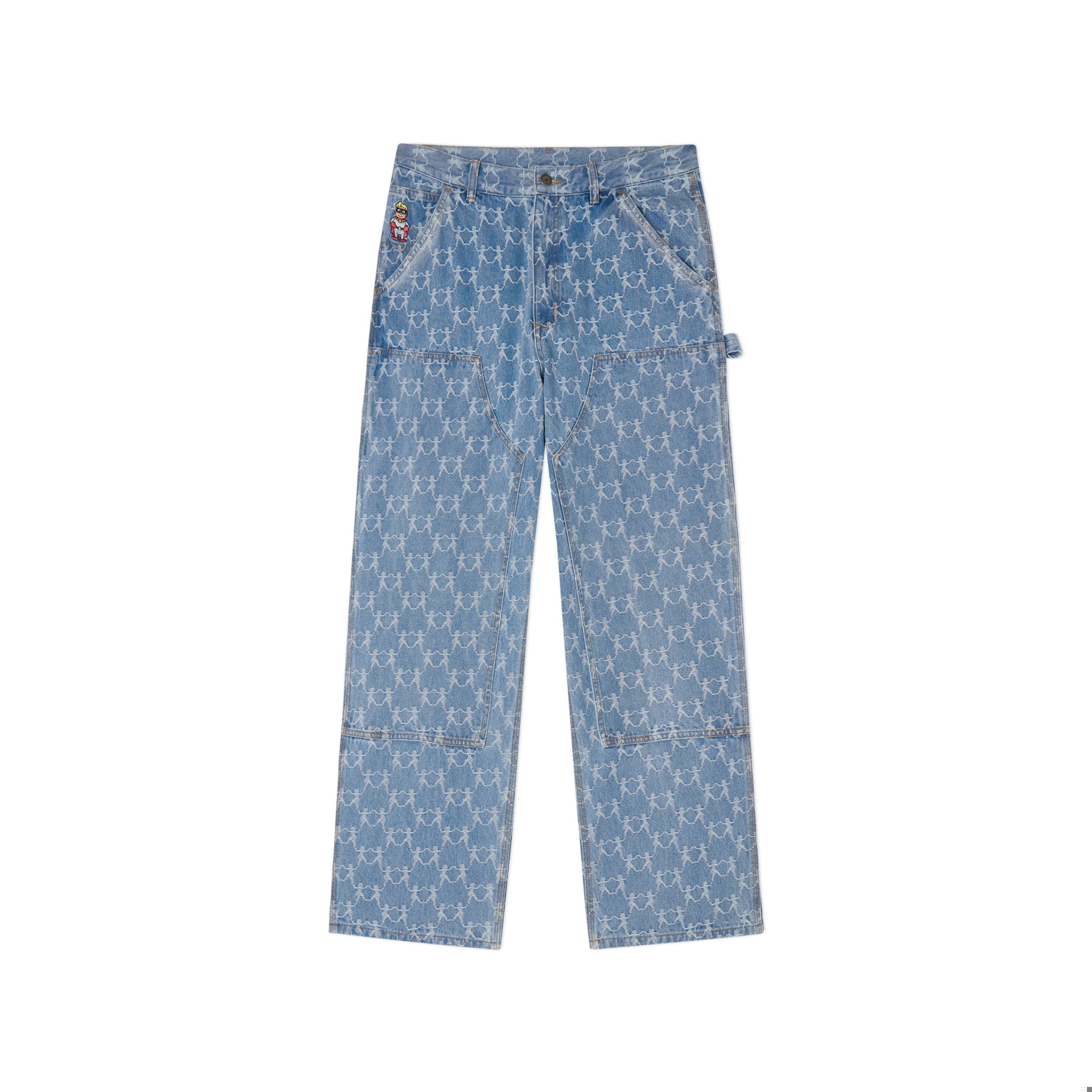 Dancing Ladies Jacquard Double Knee Jeans [Blue]