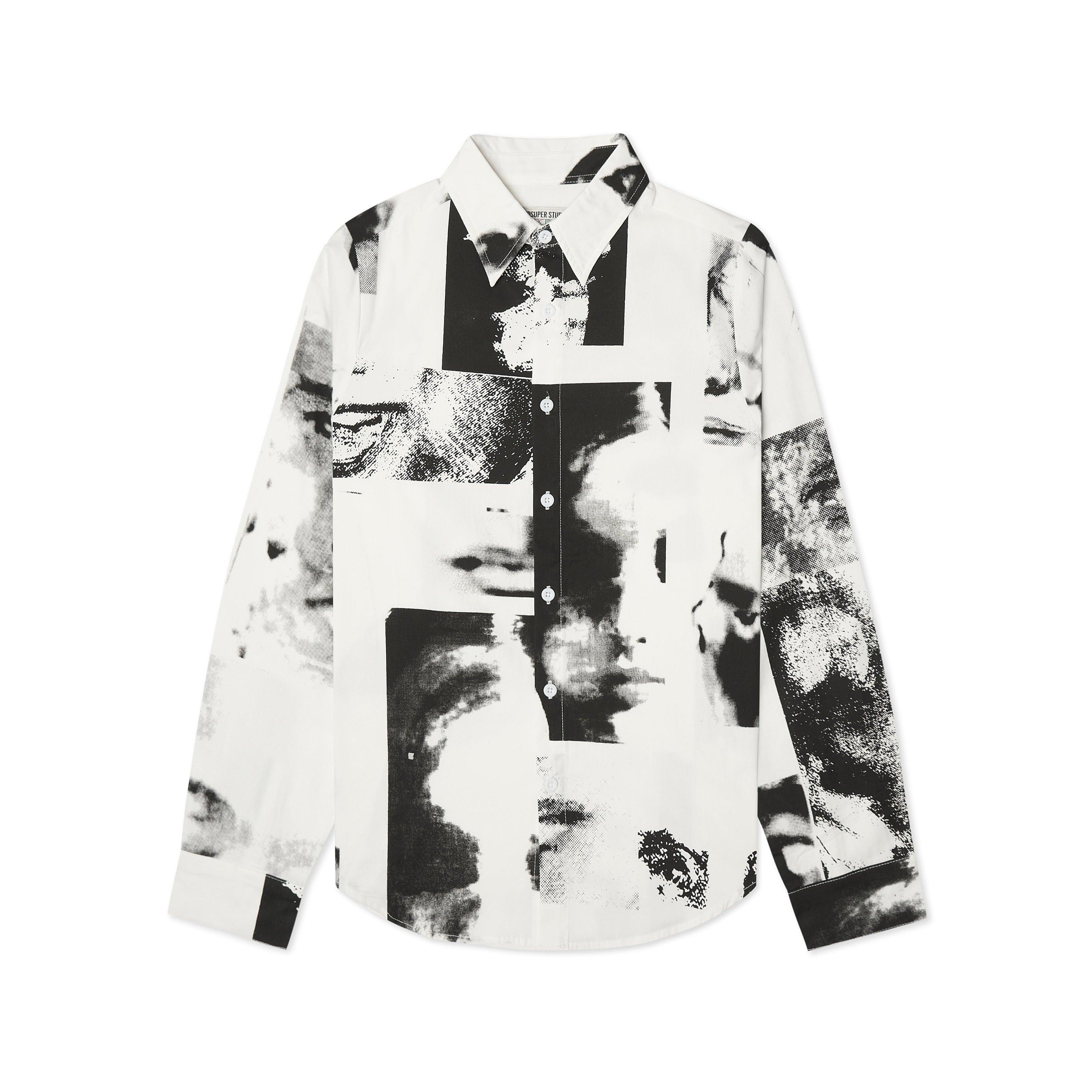 Collage Faces Button Up Shirt [White]