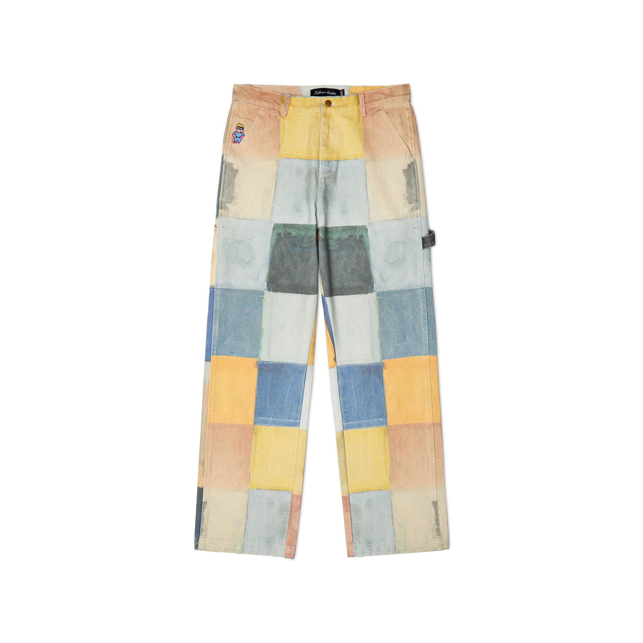 Checkered Painted Printed Work Pant [Multi]