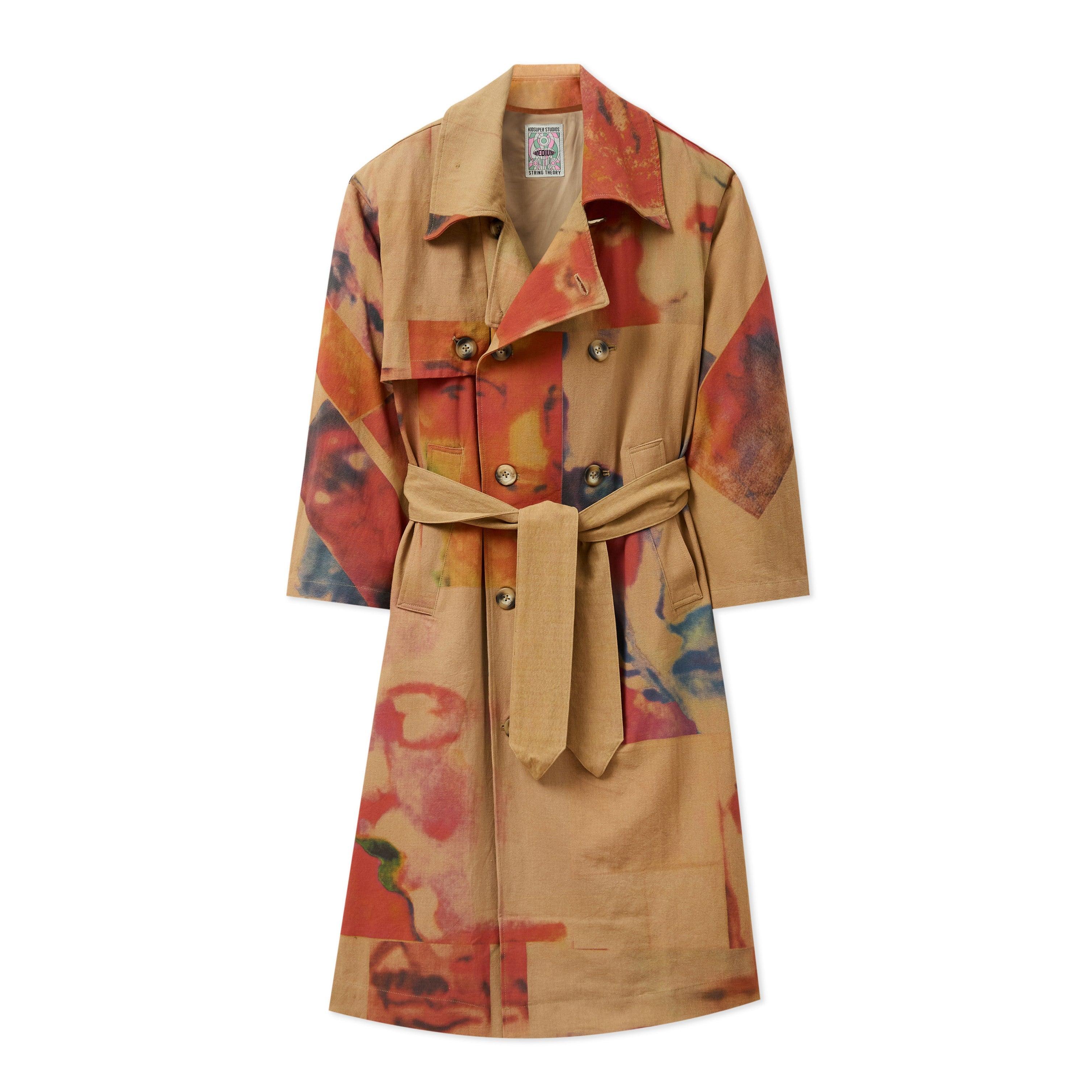 Faces Collage Trench Coat [Tan/Multi]