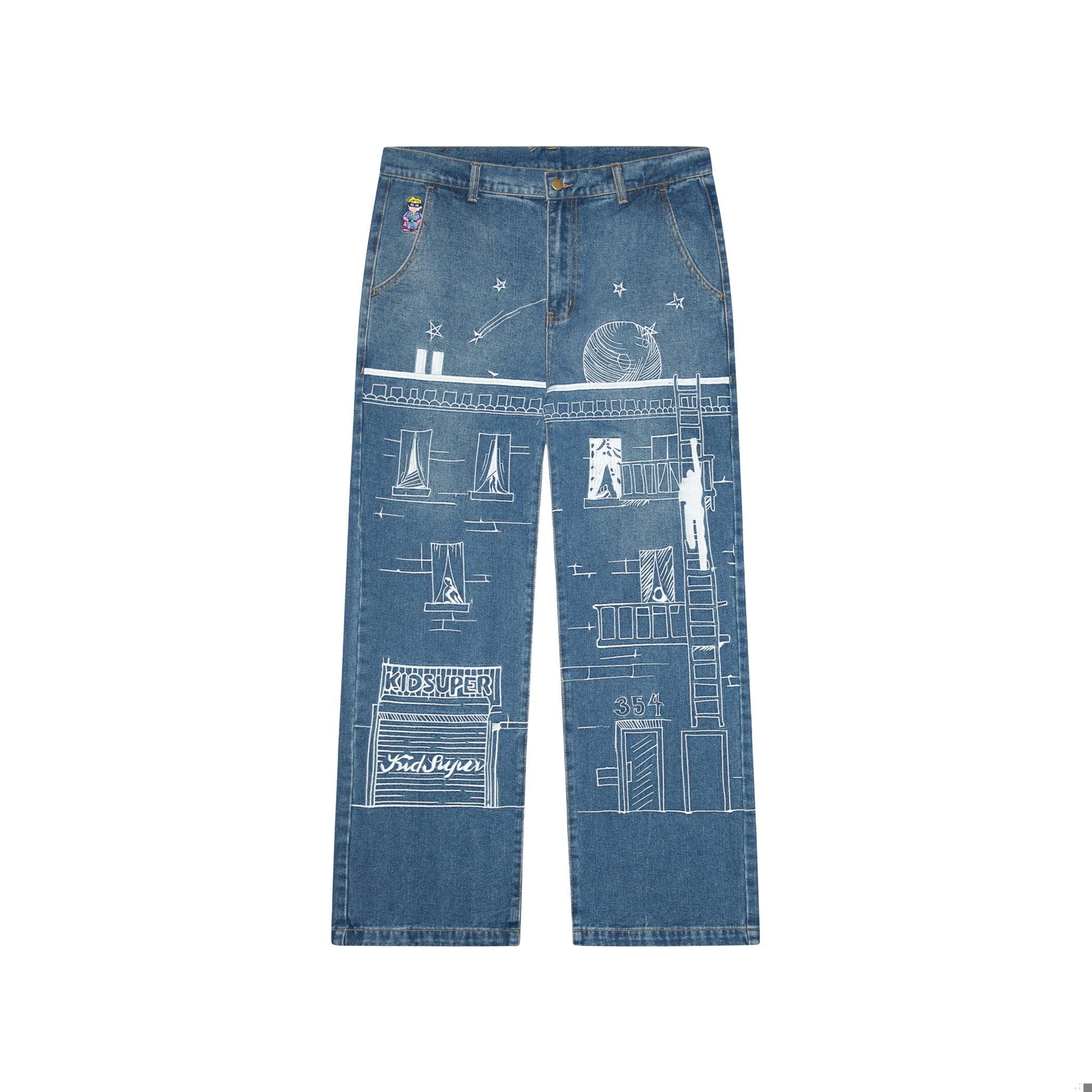 Fire Escape Embroidered Jeans