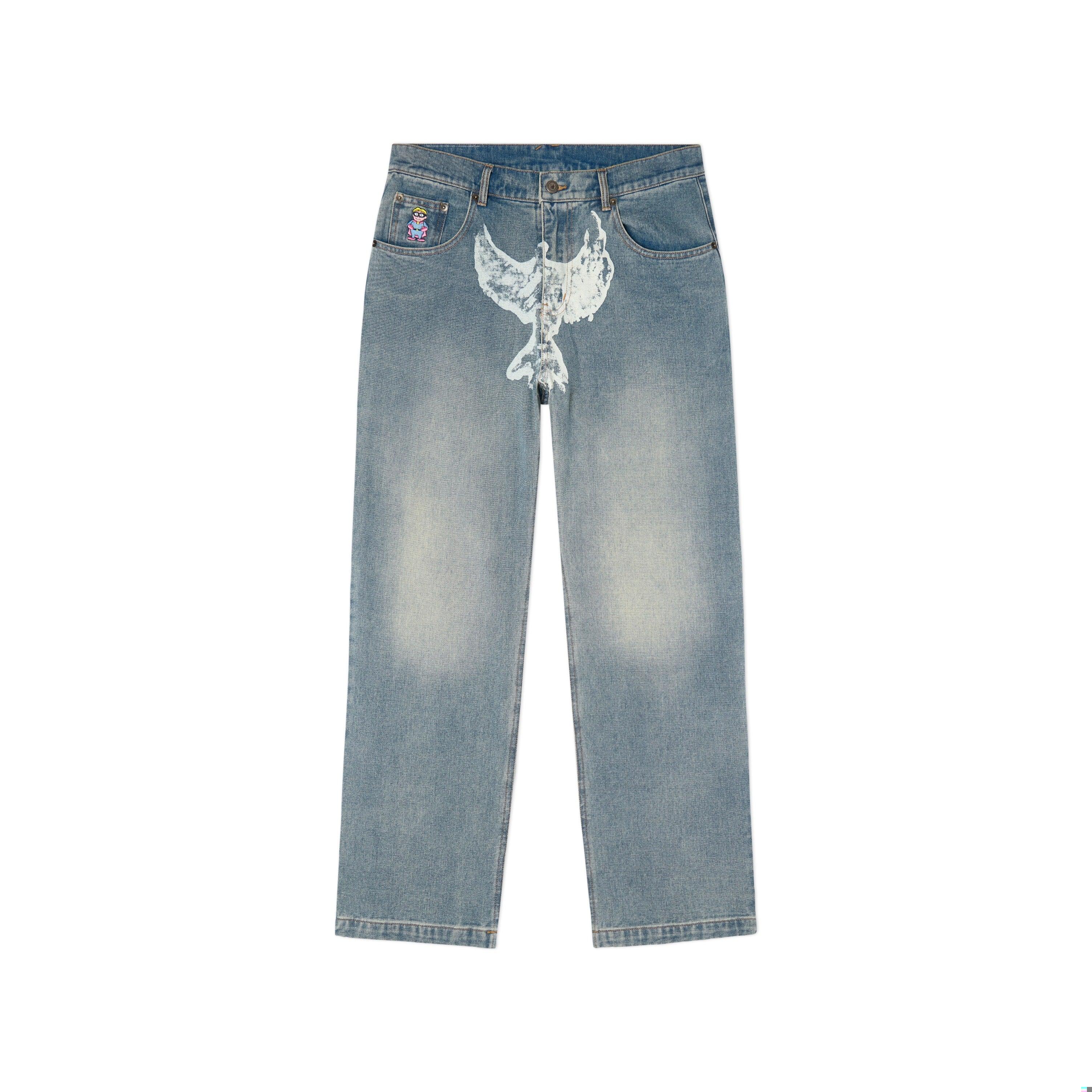 Printed Dove Washed Jeans [Blue]