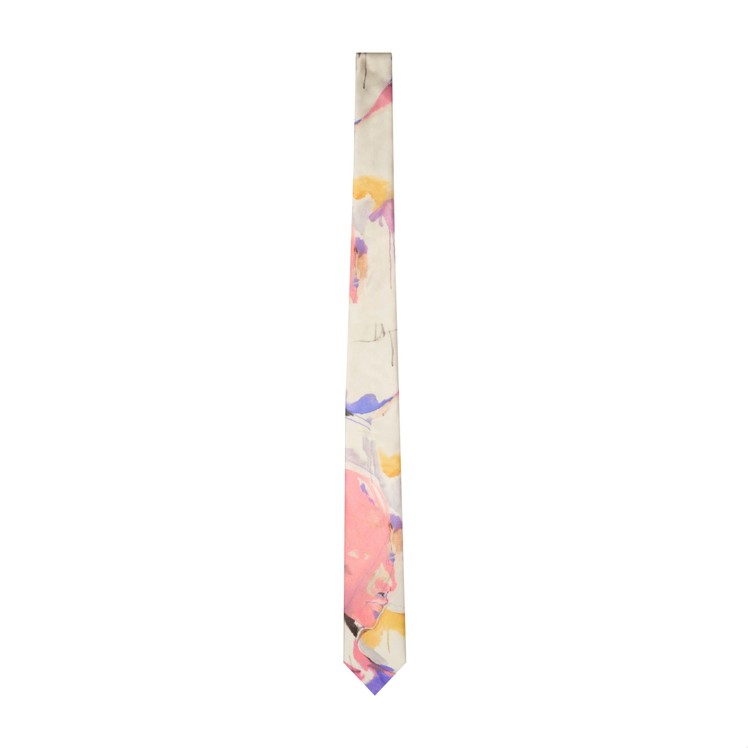 Painted Printed Silk Tie [Multi]