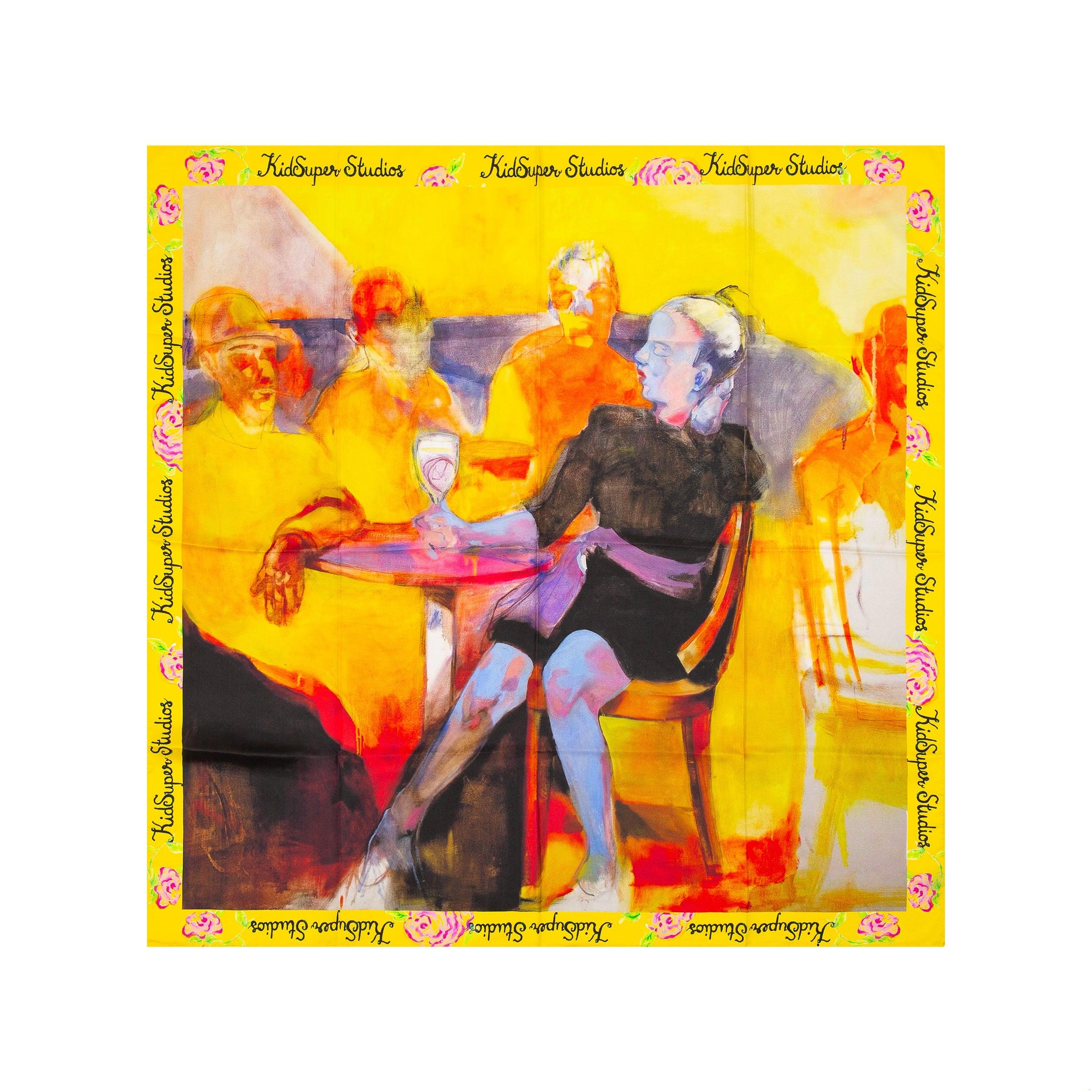 Dining Room printed Silk Scarf [Yellow]