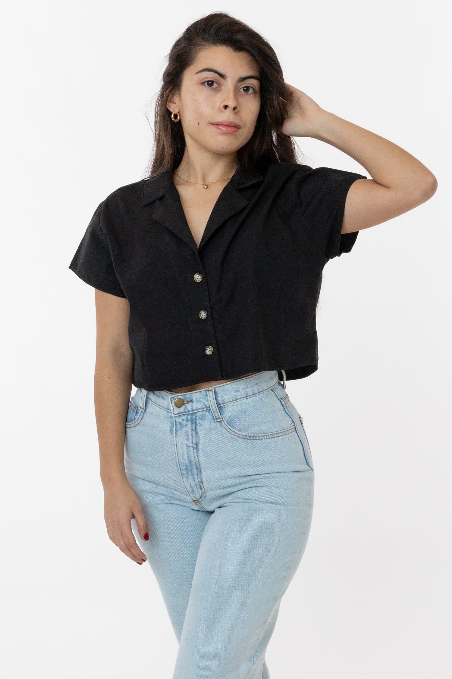 RCP315GD - Boxy Cropped Camp Collar Shirt