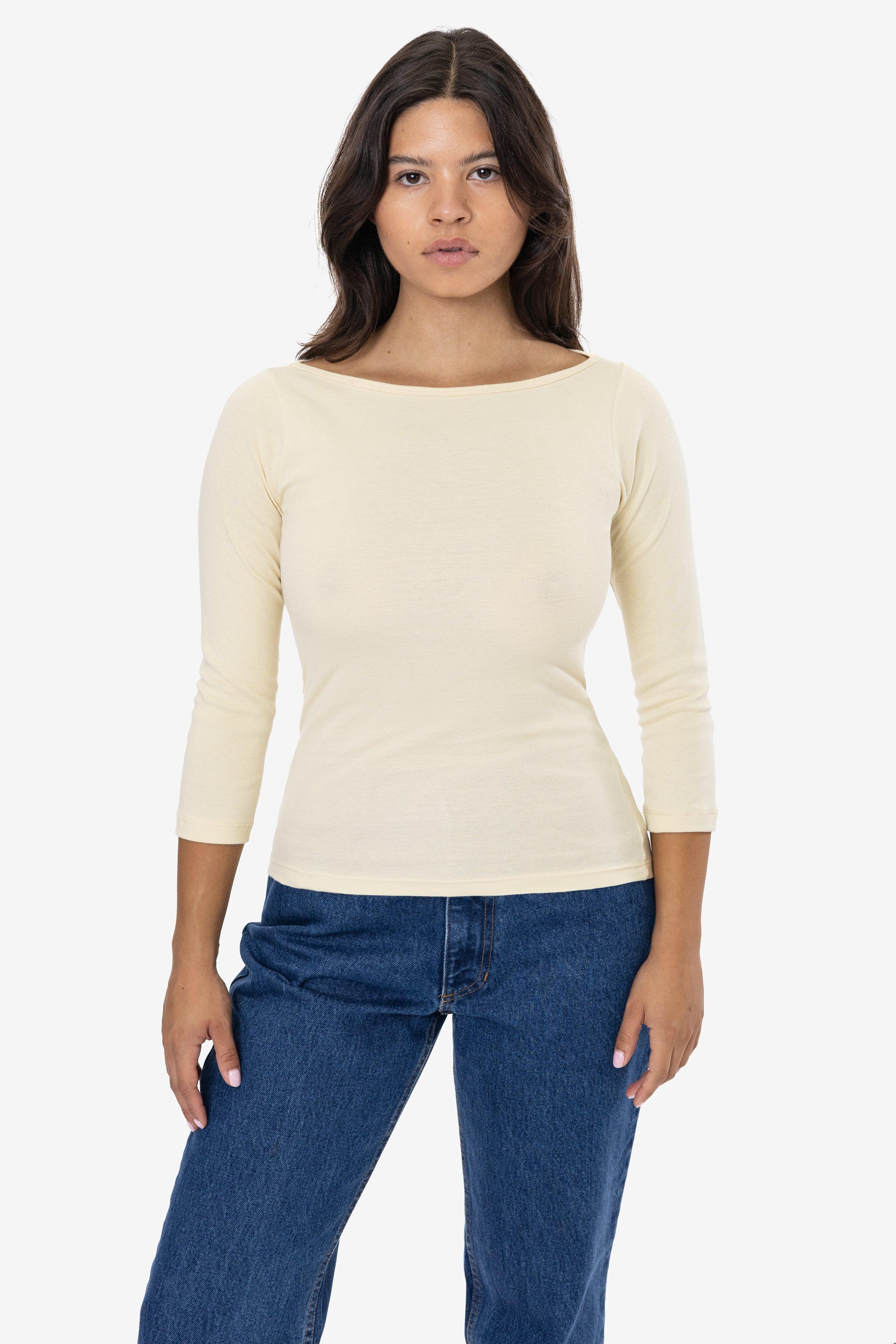 43044 - Baby Rib 3/4 Sleeve Boatneck Top