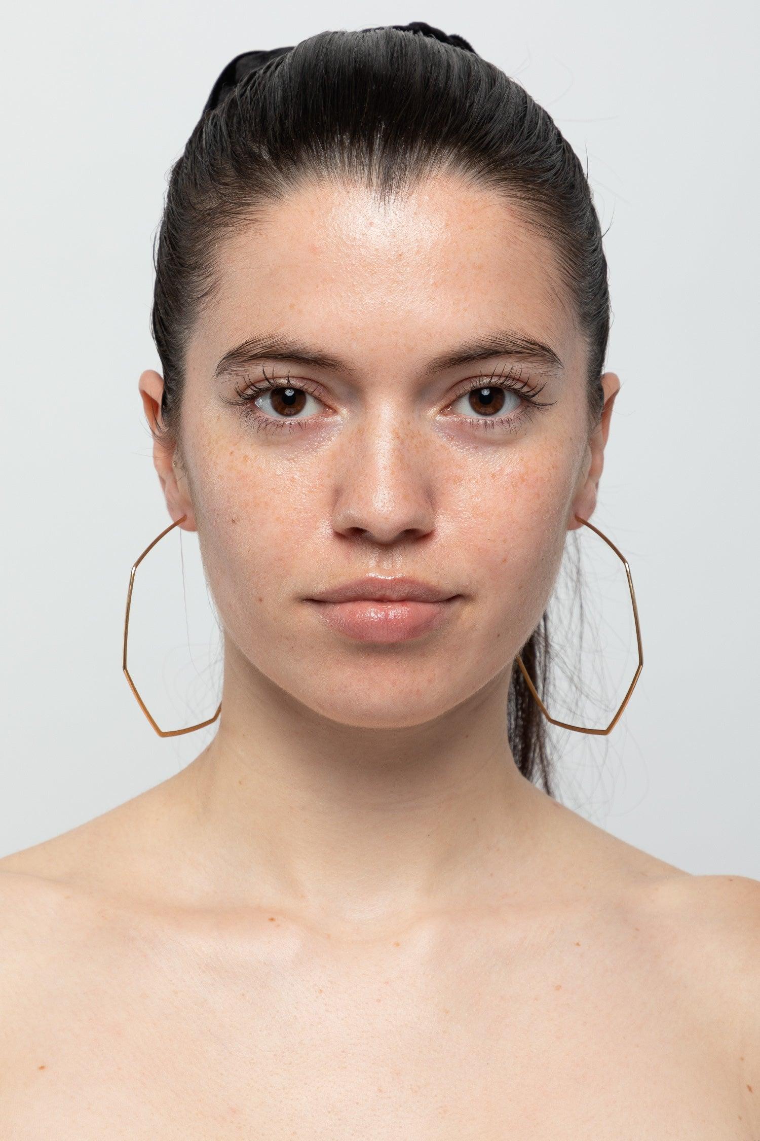 JWL318 - Hexagon Post Hoop Earrings