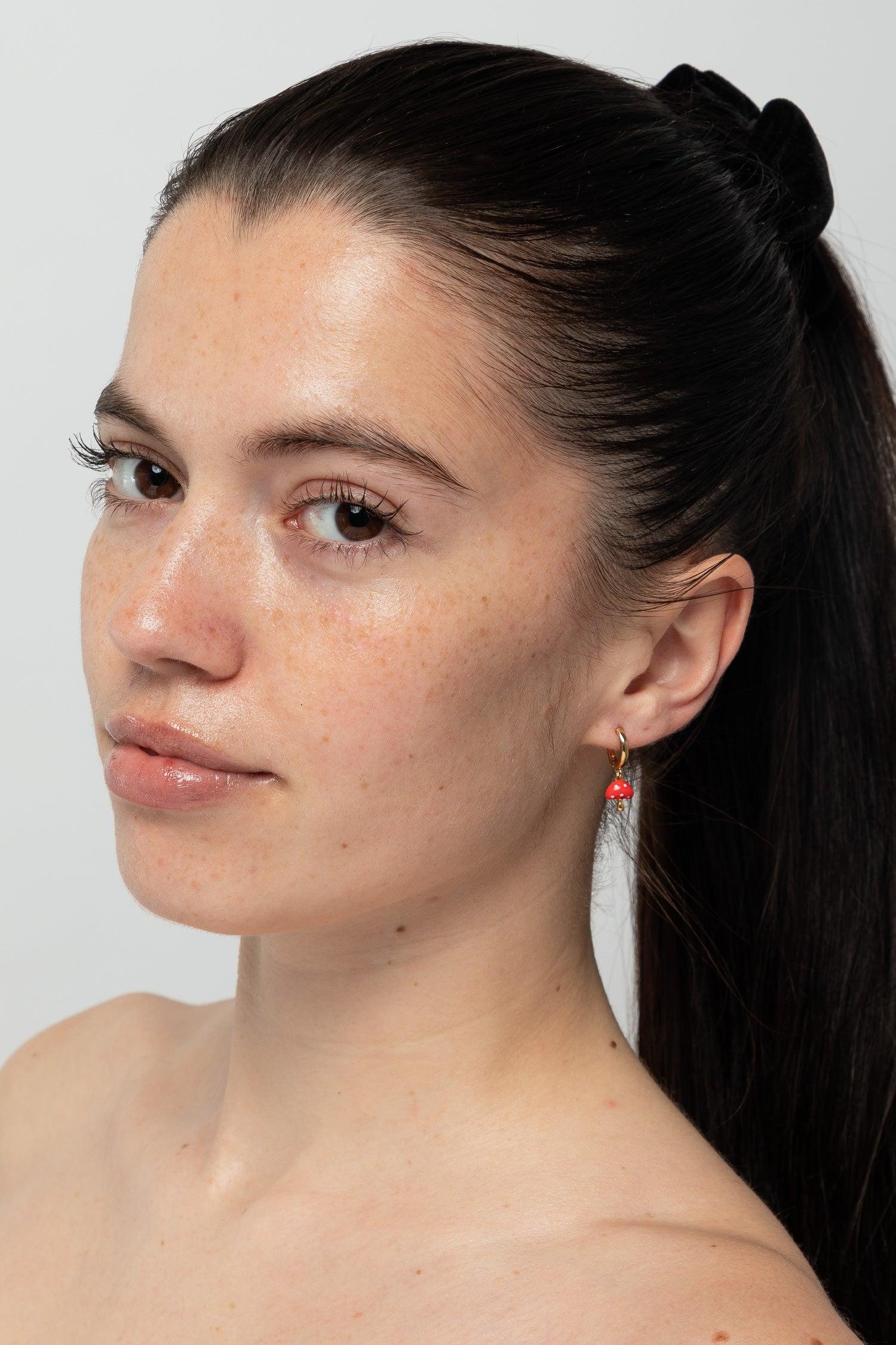 JWL315 - Mushroom Huggie Earrings