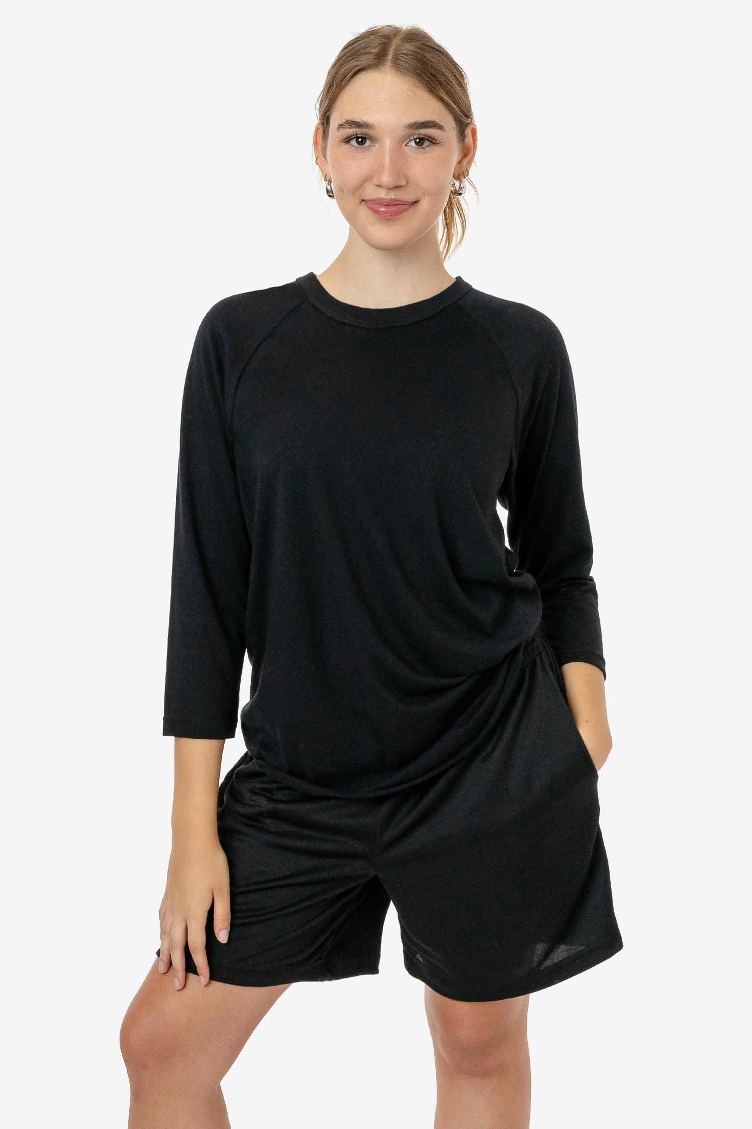 FF53 - 3/4 Sleeve Poly Cotton Raglan - Black (GWP)