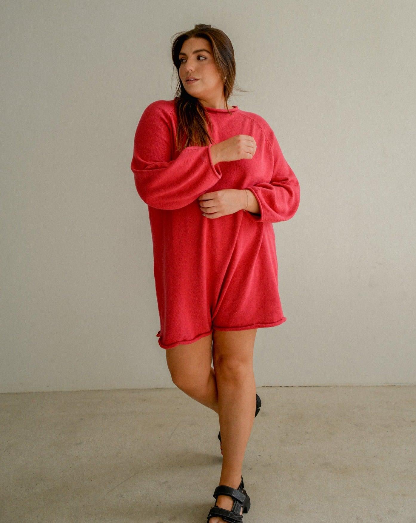 The Jeanie Romper - Raspberry